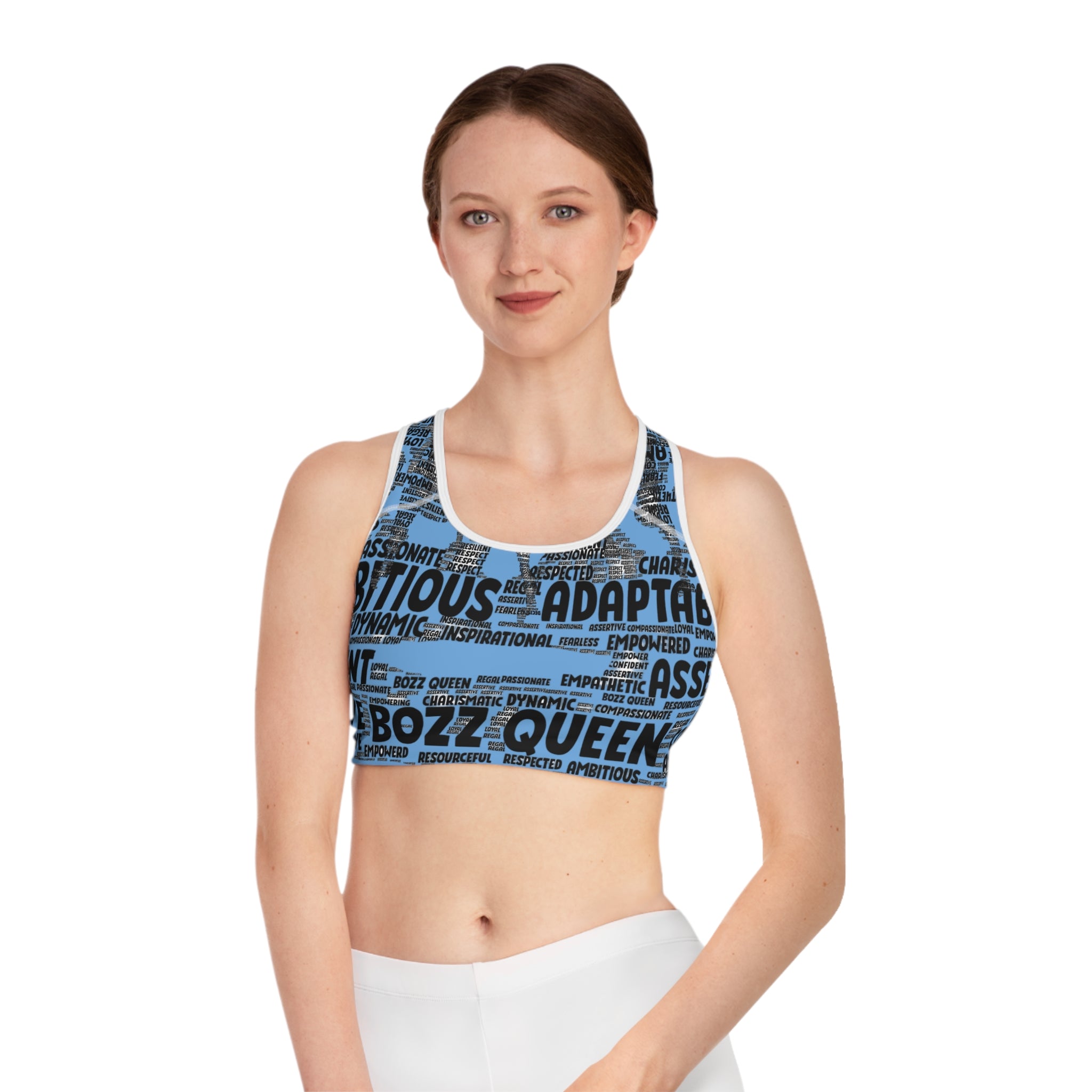Empowering Sports Bra - Bozz Queen Origin Collection | Light Pink & Black