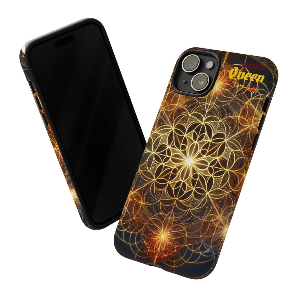 Golden Flower Mandala Phone Case, Tough Cases, Bohemian Phone Cover, Unique Gift for Him/Her, Spiritual and Artistic Design