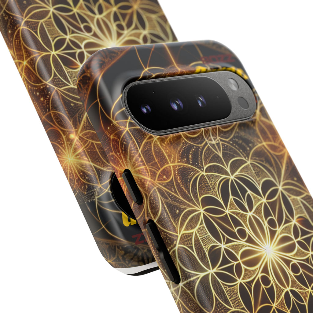 Golden Flower Mandala Phone Case, Tough Cases, Bohemian Phone Cover, Unique Gift for Him/Her, Spiritual and Artistic Design