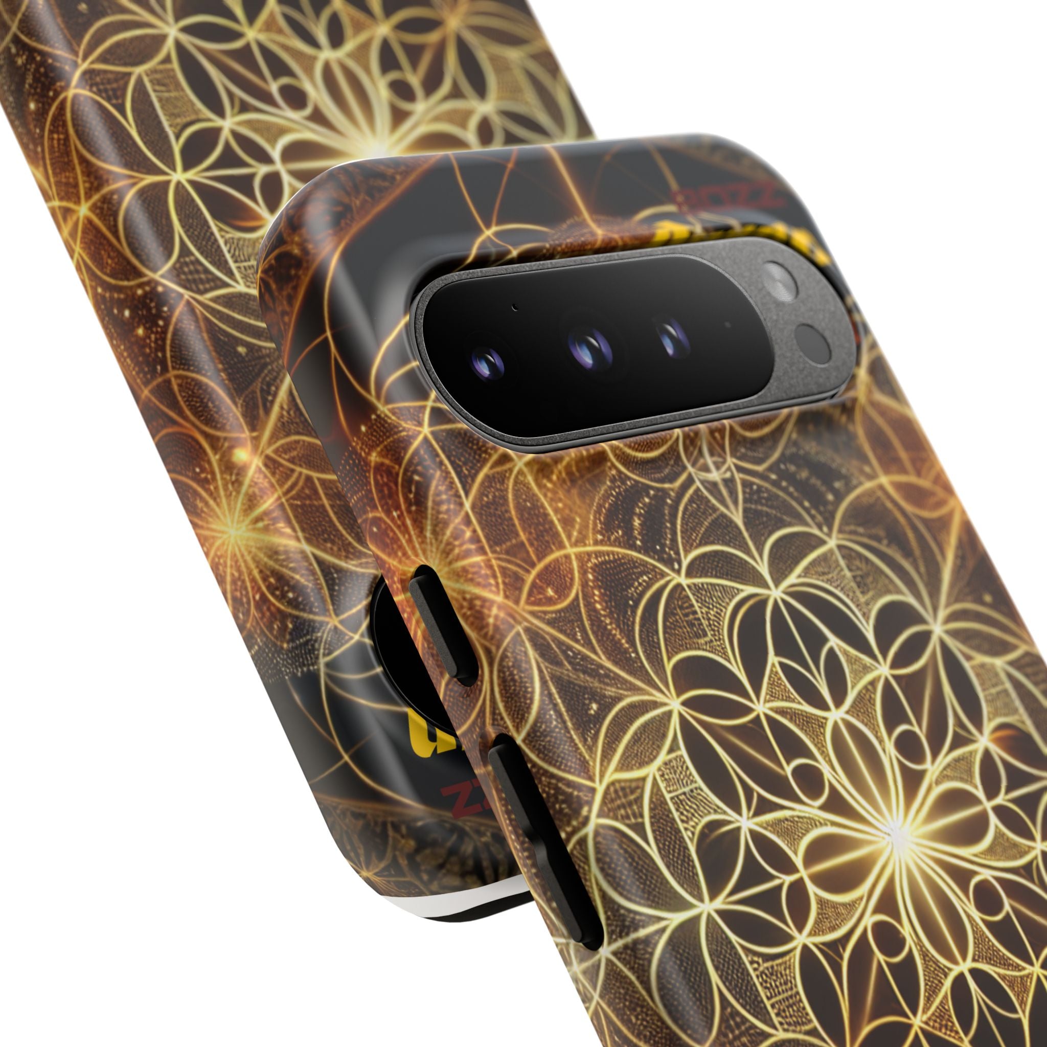 Golden Flower Mandala Phone Case, Tough Cases, Bohemian Phone Cover, Unique Gift for Him/Her, Spiritual and Artistic Design