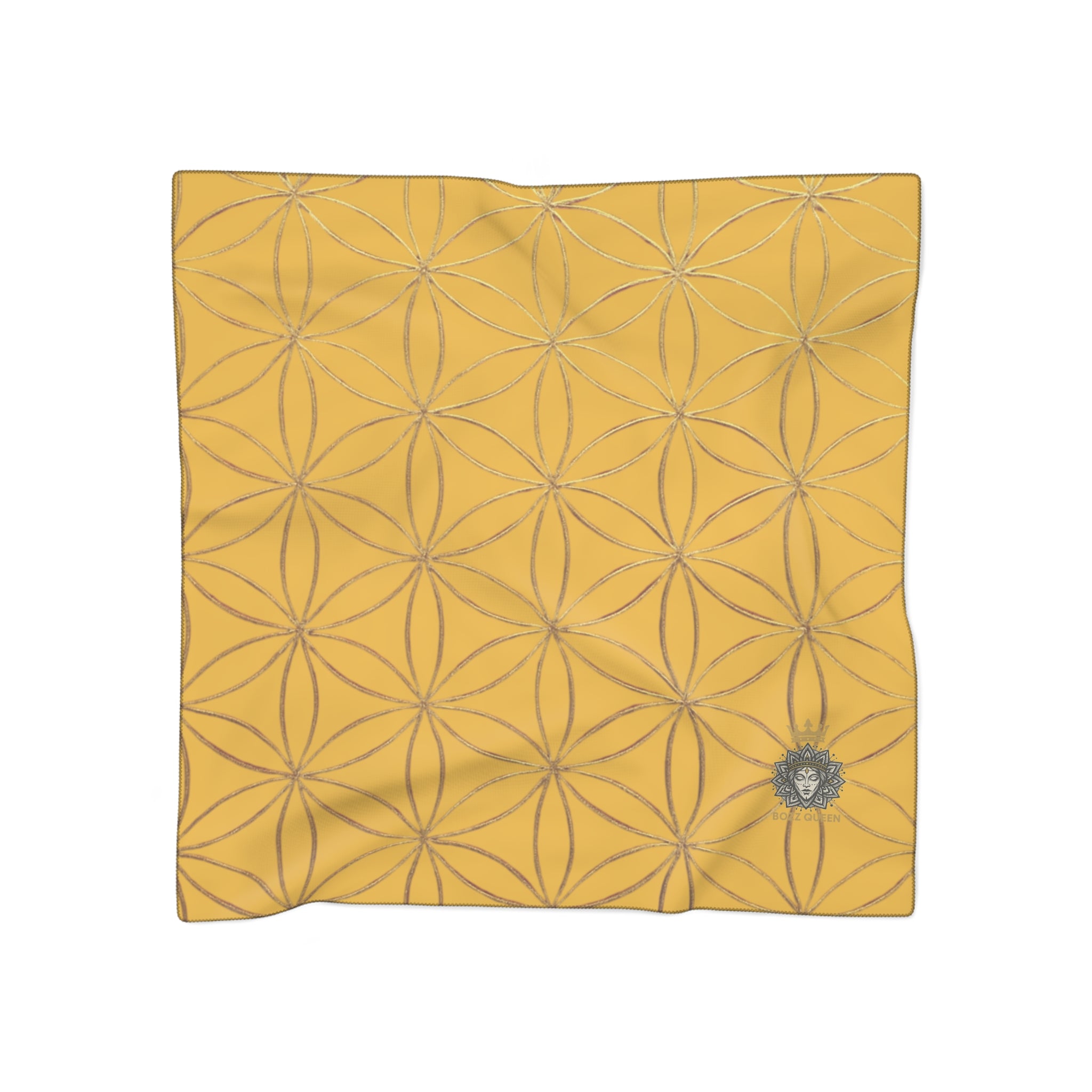Bozz Queen Flower of Life Scarf - Yellow & Gold Elegant Lightweight Poly Scarf