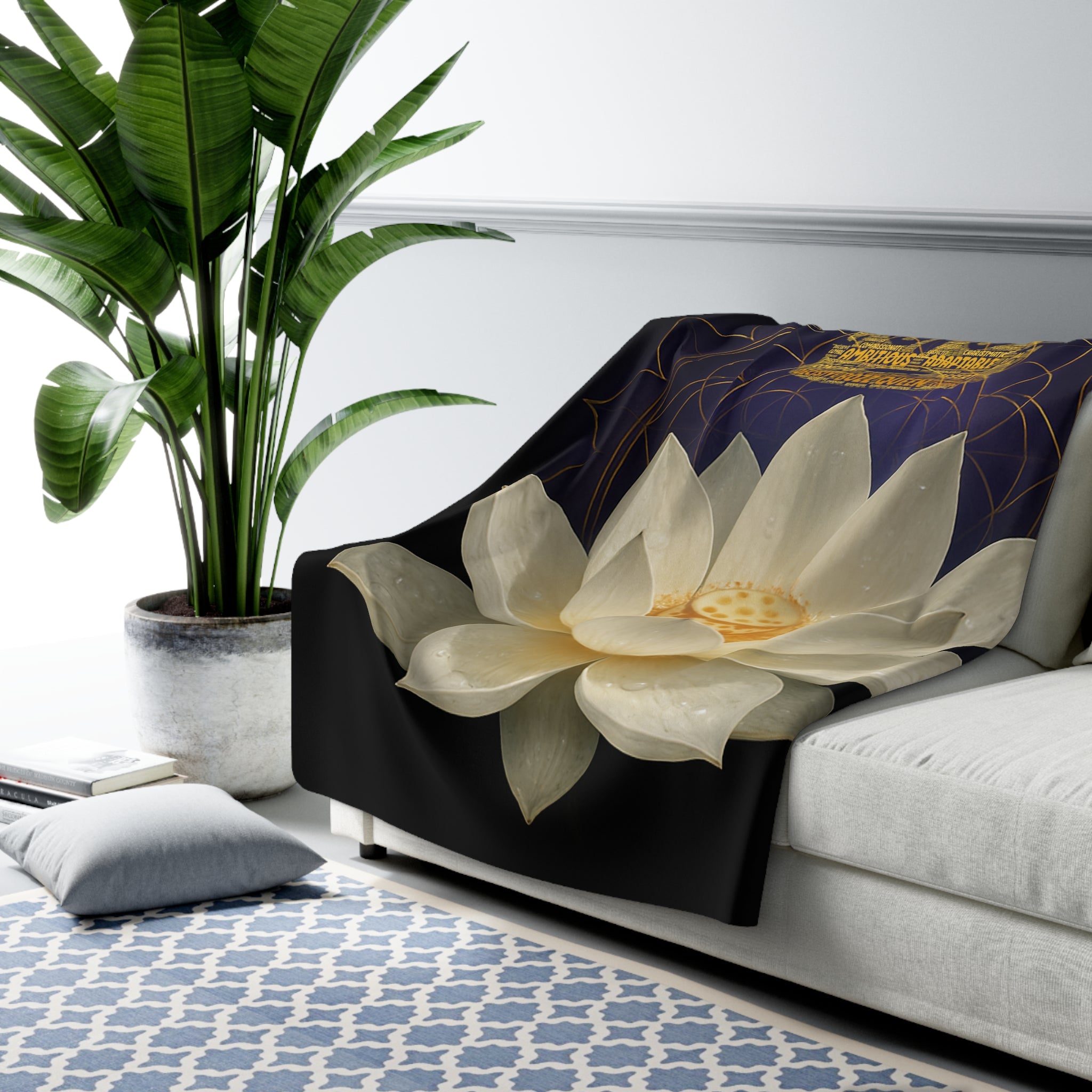BOZZ QUEEN Lotus Sherpa Blanket - Premium Meditation & Spiritual Decor