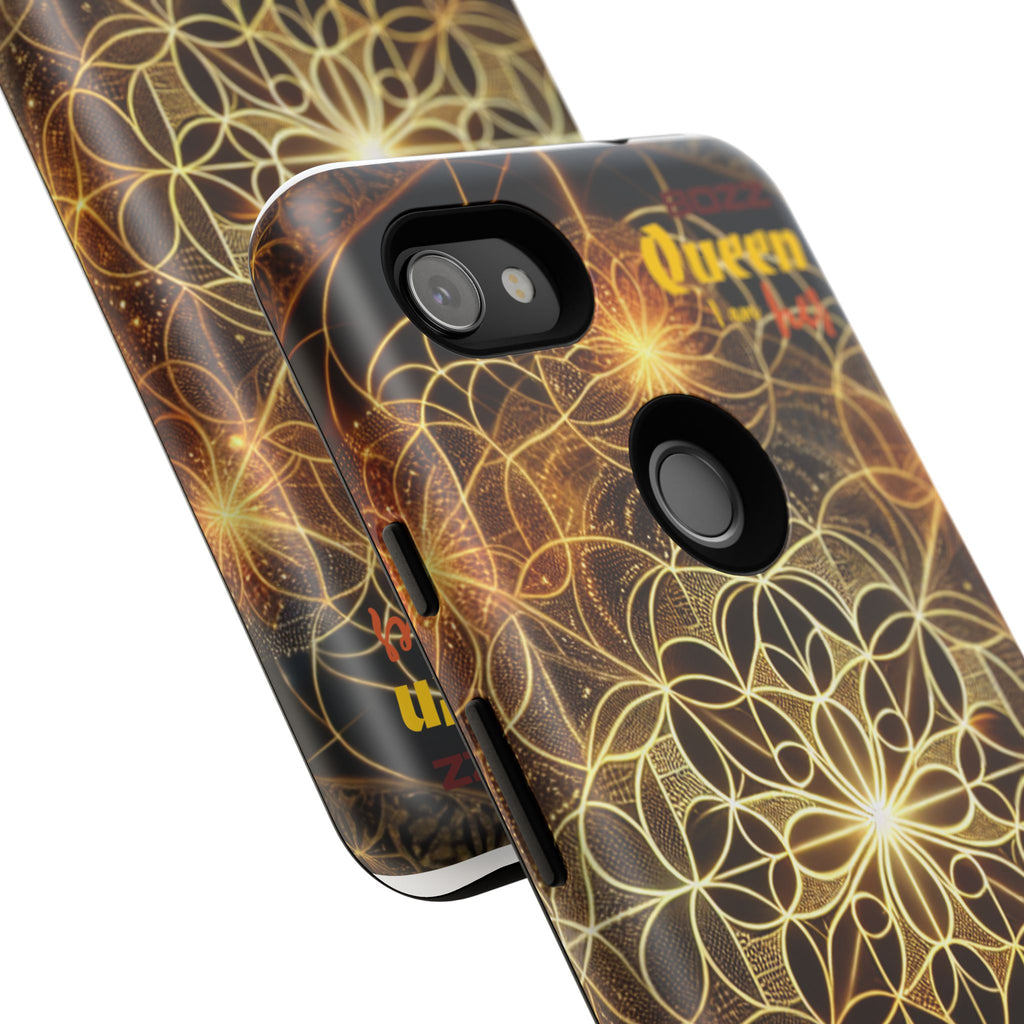 Golden Flower Mandala Phone Case, Tough Cases, Bohemian Phone Cover, Unique Gift for Him/Her, Spiritual and Artistic Design
