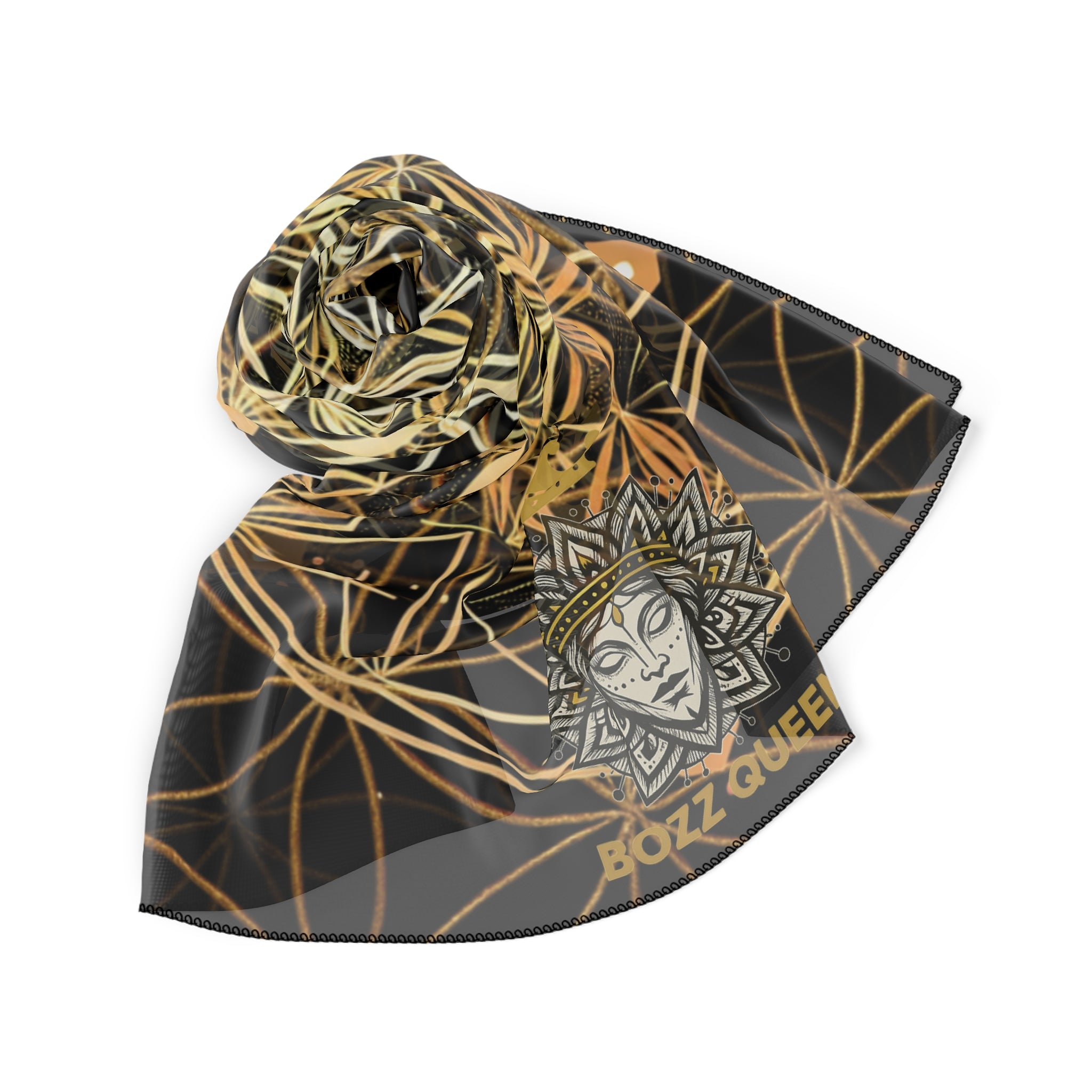 Flower of Life Black Scarf - Sacred Geometry Spiritual Accessory