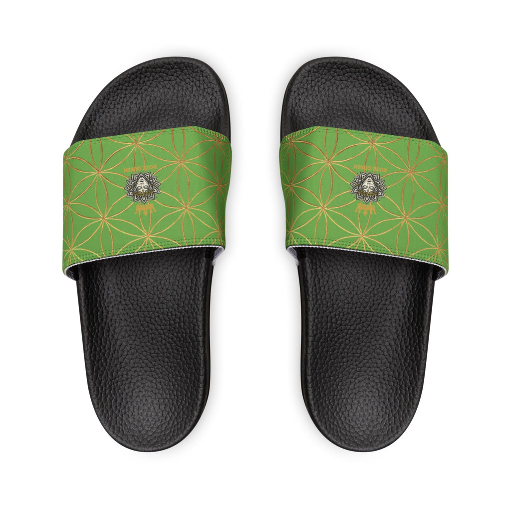 Bozz Queen Green Flower of Life Women's Sandals - Removable Strap Beach Slides