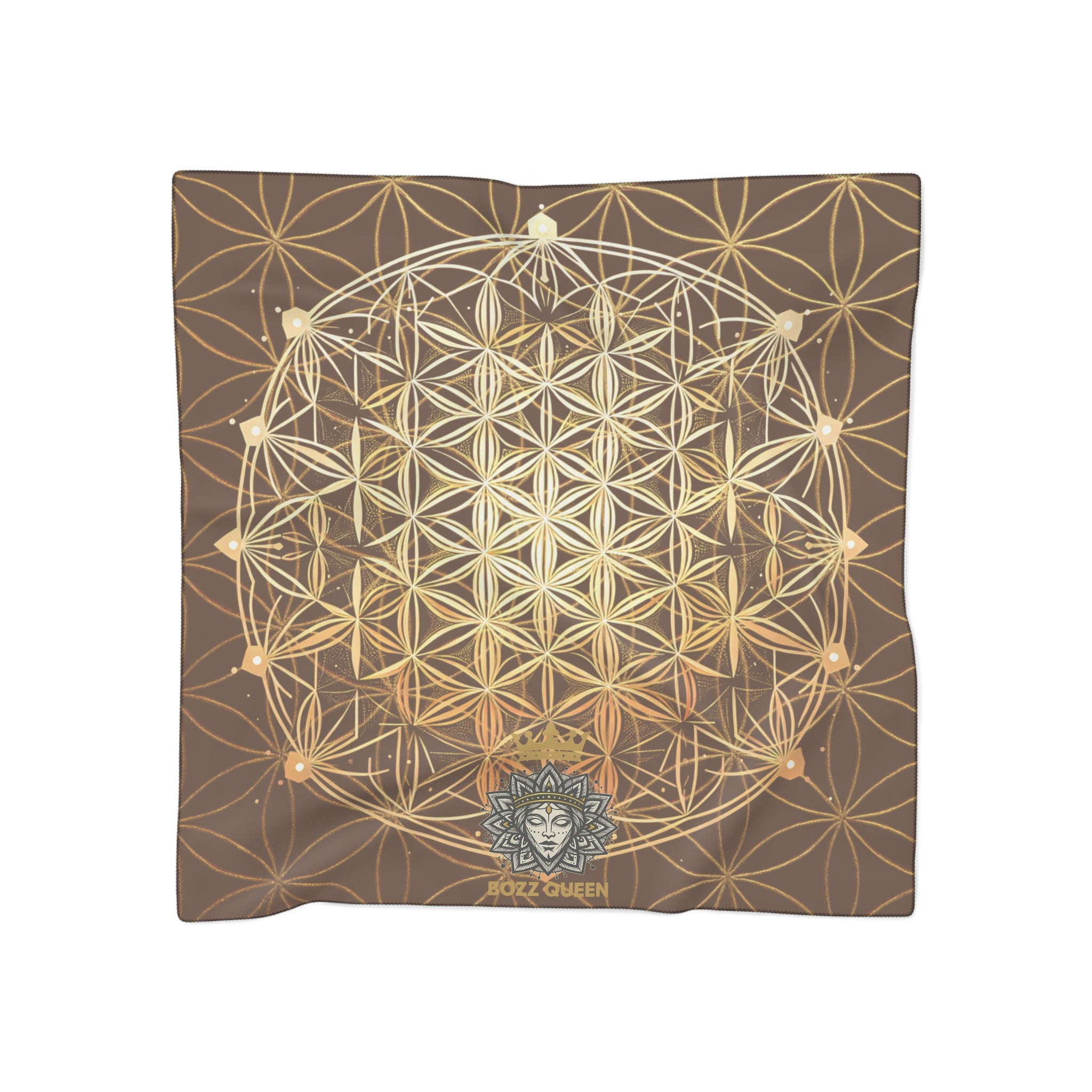 Flower of Life Brown Scarf - Sacred Geometry Spiritual Accessory