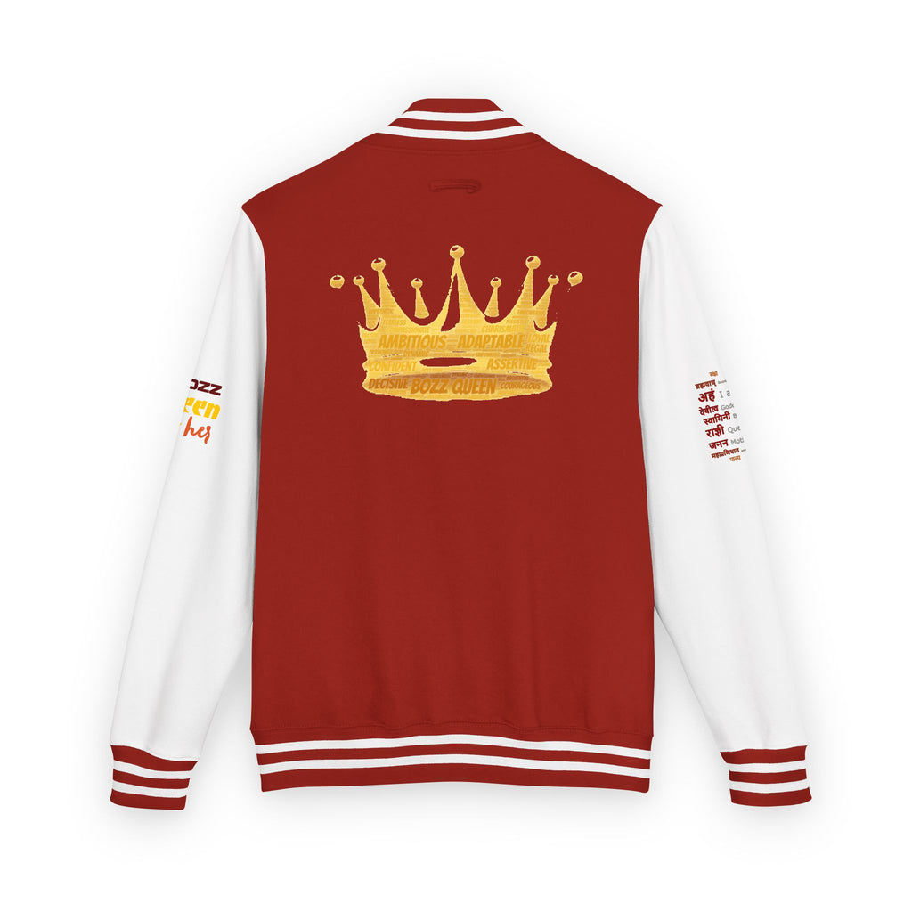 Bozz Queen Crown Design Letterman Jacket - Unisex Heavyweight Varsity Jacket