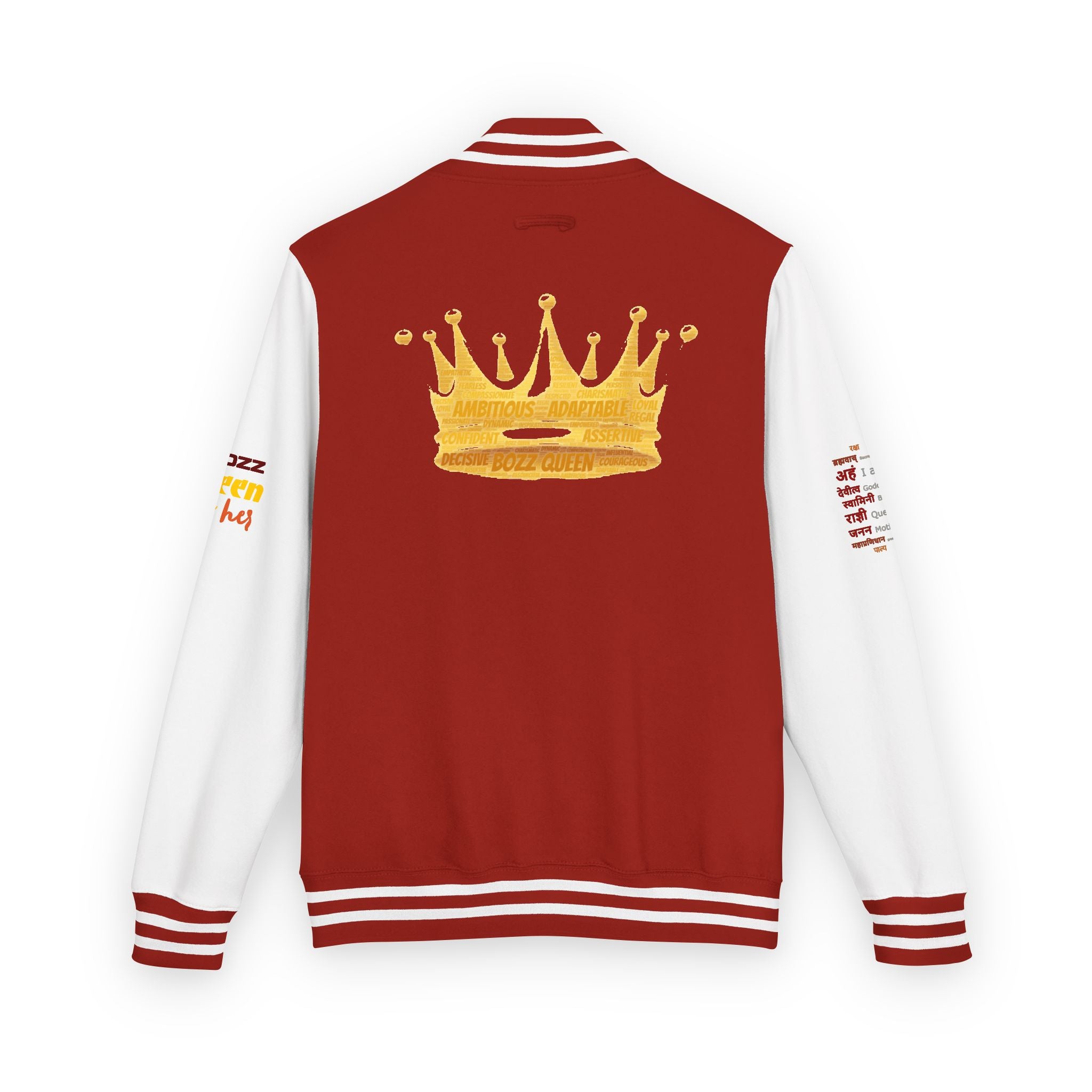 Bozz Queen Crown Design Letterman Jacket - Unisex Heavyweight Varsity Jacket
