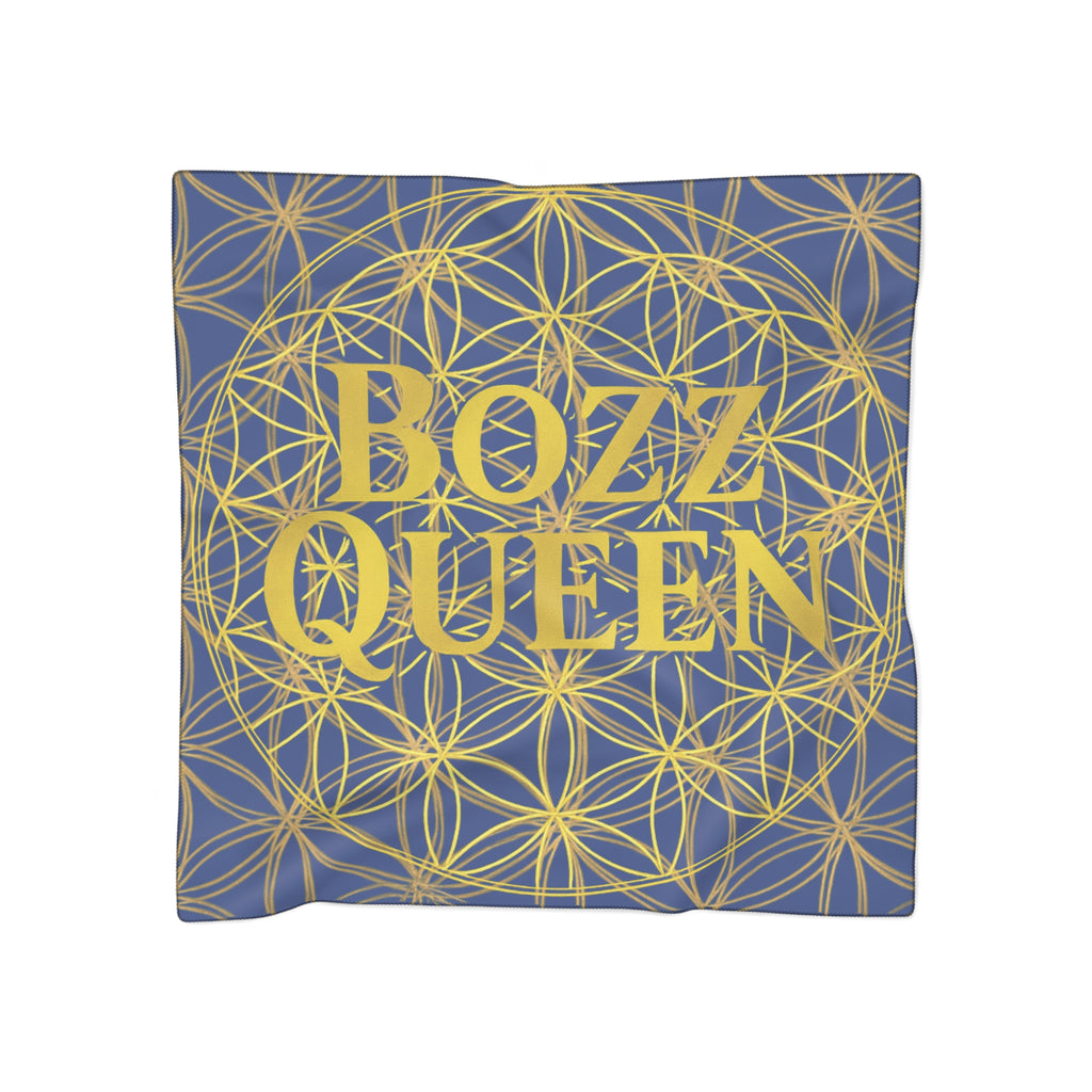 Bozz Queen Blue Poly Scarf - Vibrant Flower of Life Design for Stylish Women