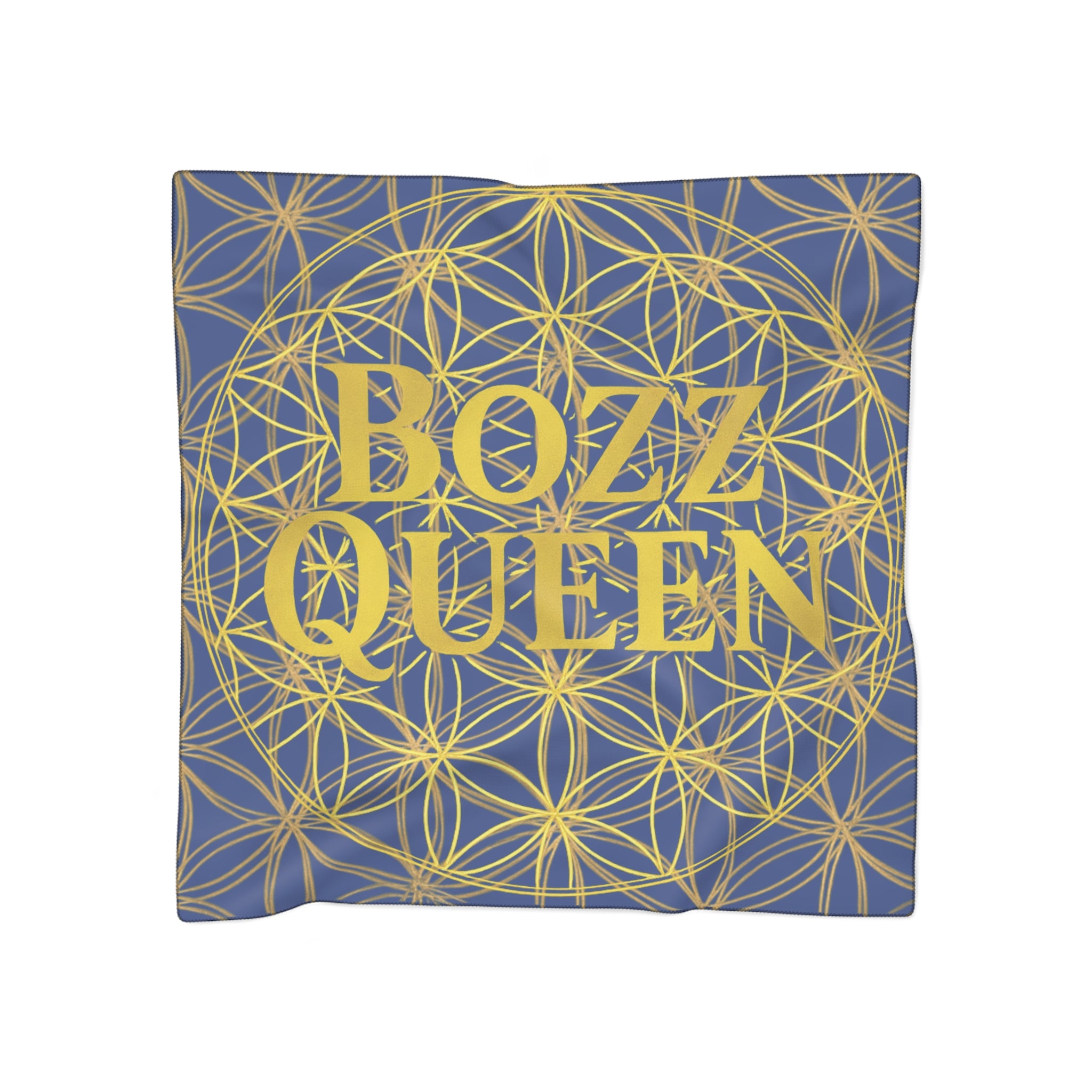 Bozz Queen Blue Poly Scarf - Vibrant Flower of Life Design for Stylish Women