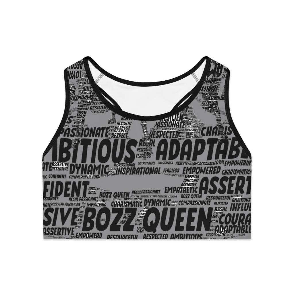 Empowering Sports Bra - Bozz Queen Origin Collection | Grey & Black FIXX