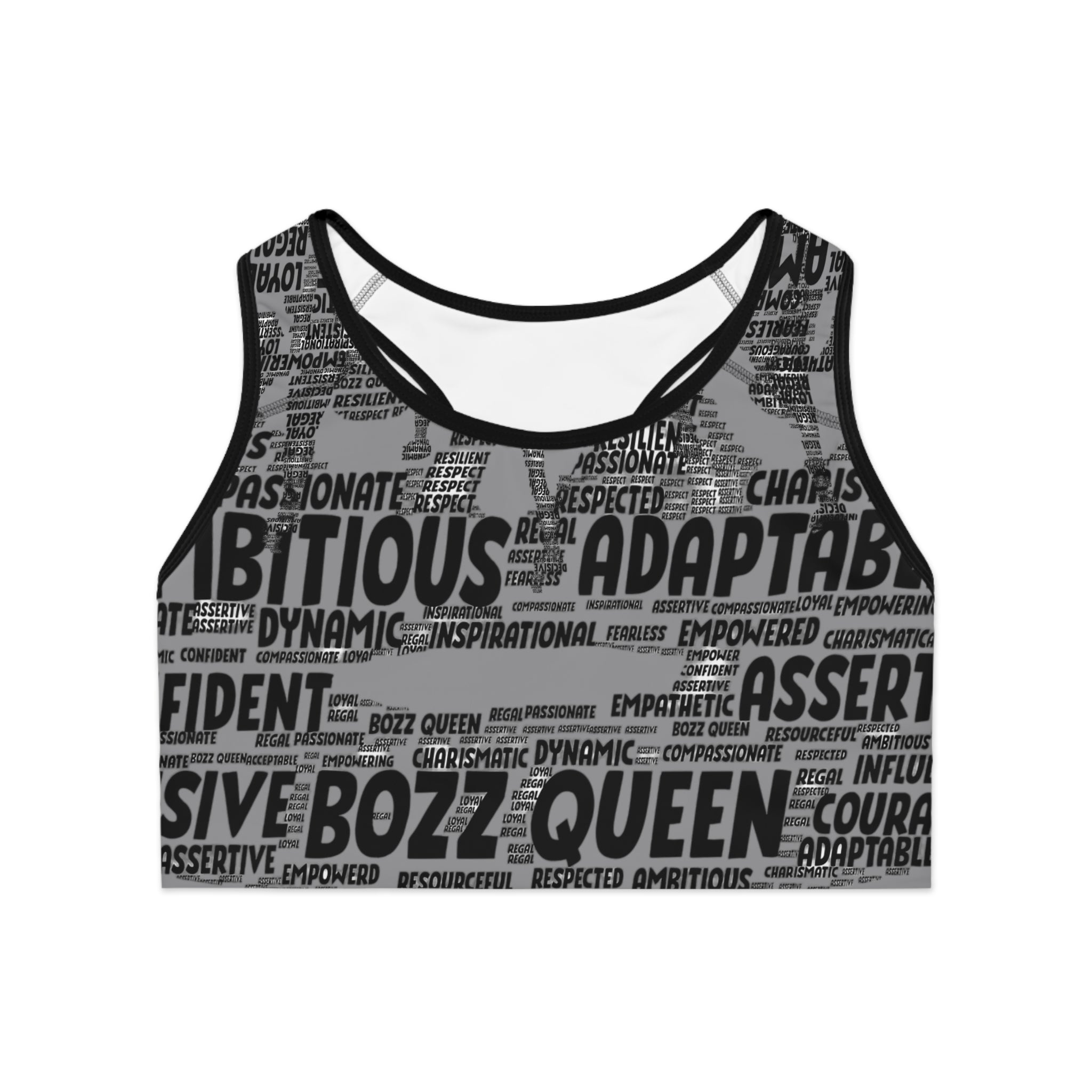 Empowering Sports Bra - Bozz Queen Origin Collection | Grey & Black FIXX