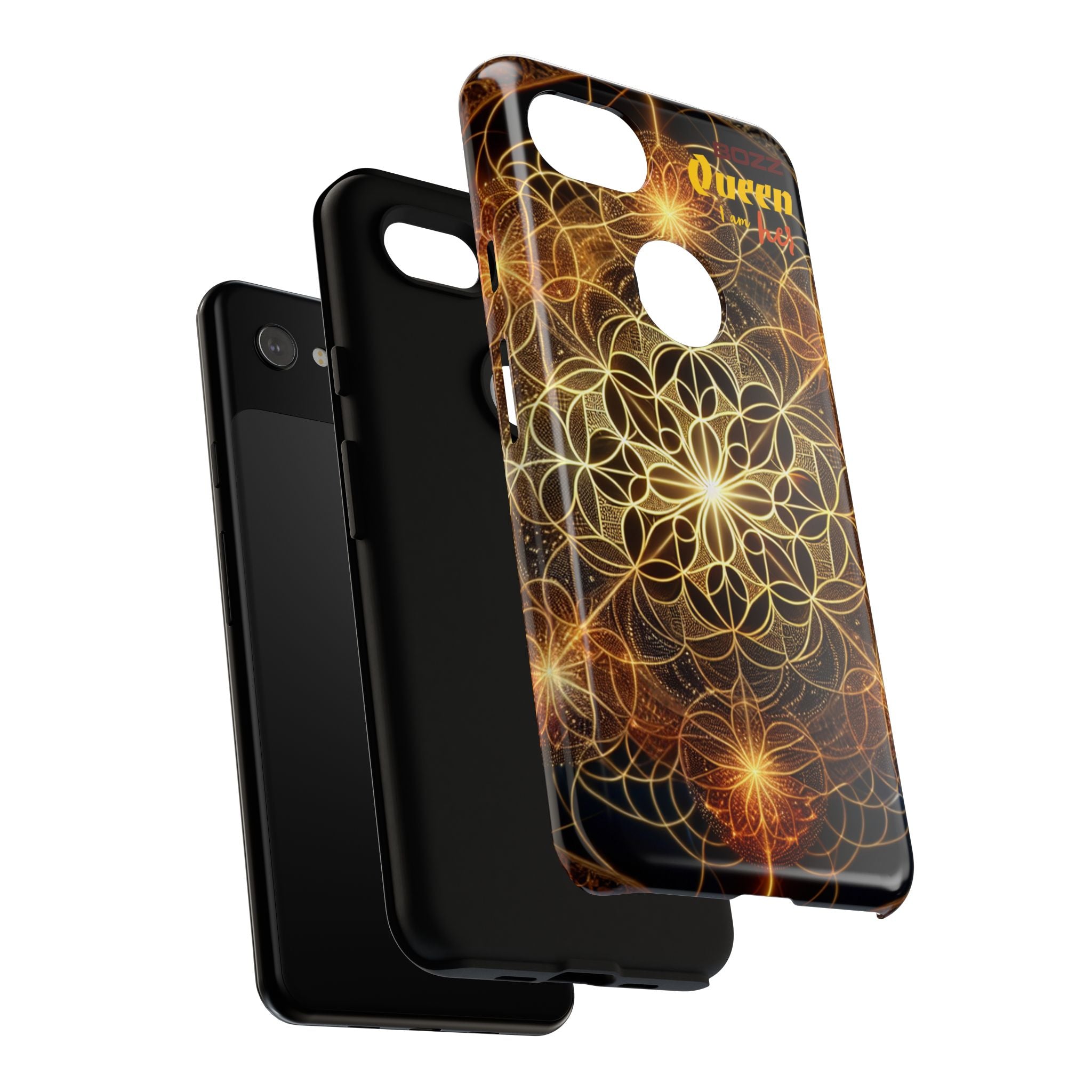 Golden Flower Mandala Phone Case, Tough Cases, Bohemian Phone Cover, Unique Gift for Him/Her, Spiritual and Artistic Design