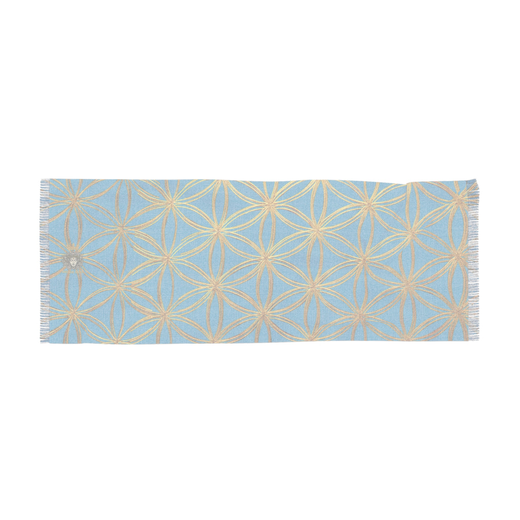 Turquoise & Gold Flower of Life Scarf - Geometric Pattern | Bozz Queen
