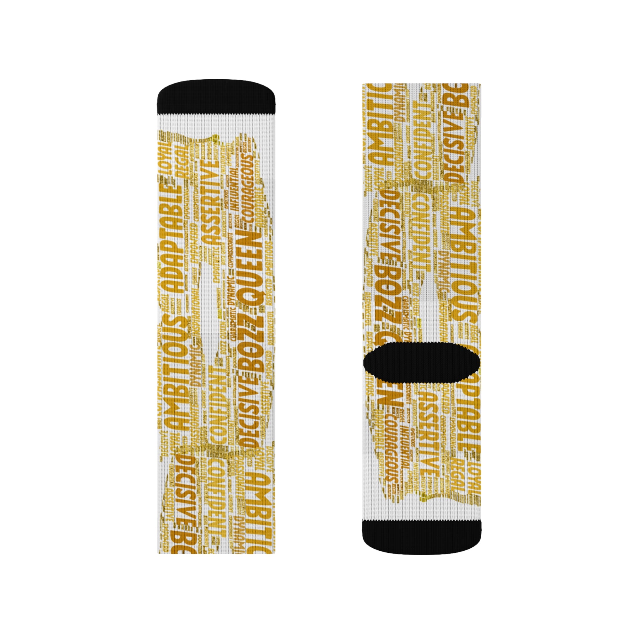 BOZZ QUEEN White Bold Statement Socks - Empowering Motivational Wear