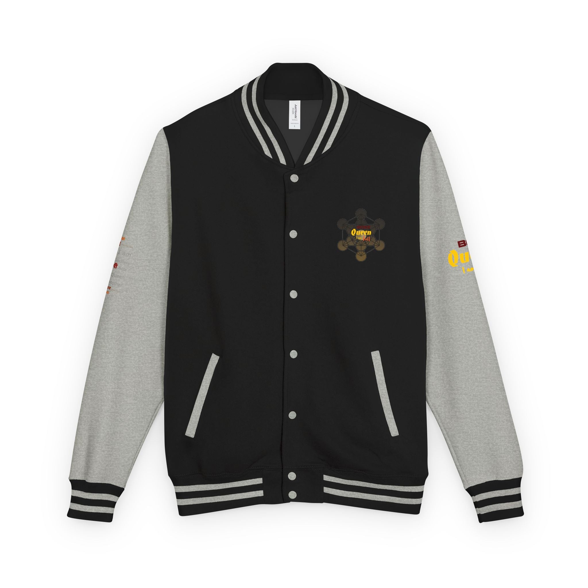 Bozz Queen Crown Design Letterman Jacket - Unisex Heavyweight Varsity Jacket