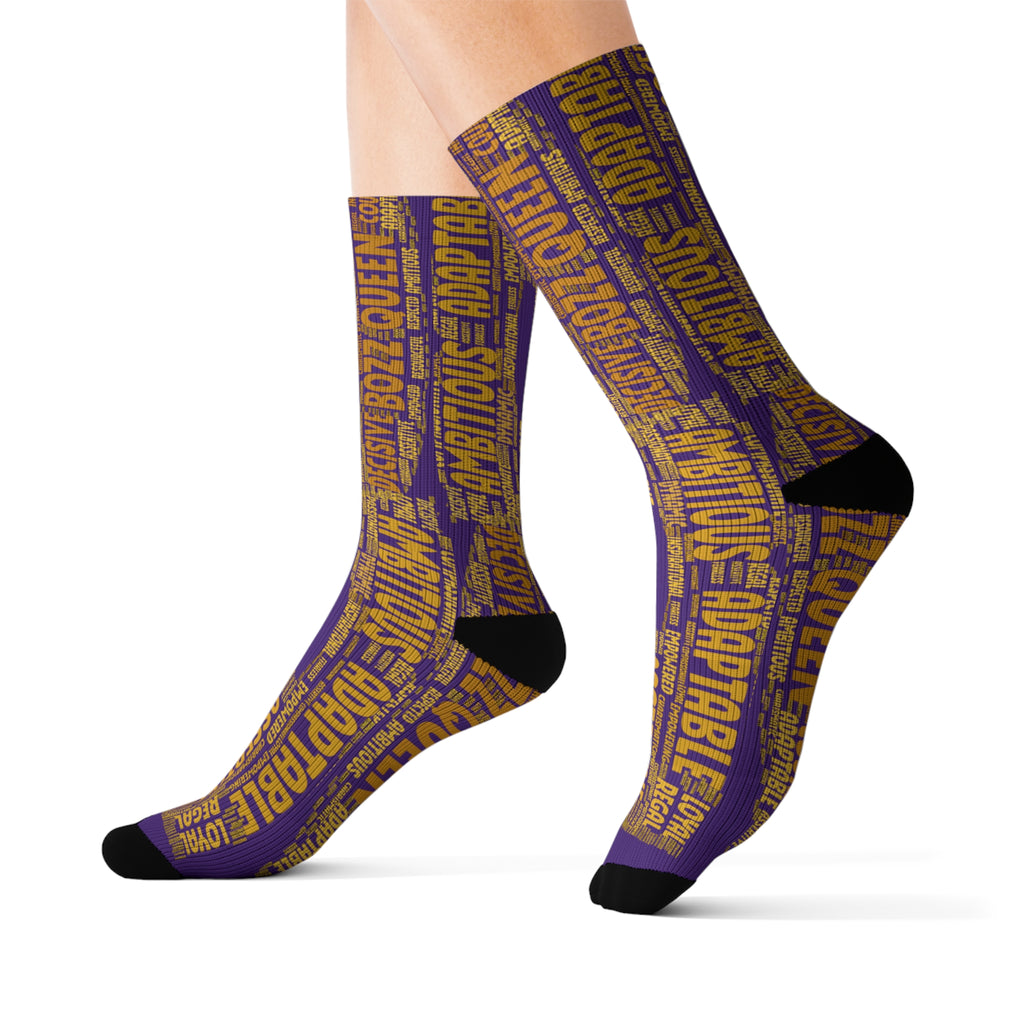 BOZZ QUEEN Purple Bold Statement Socks - Empowering Motivational Wear