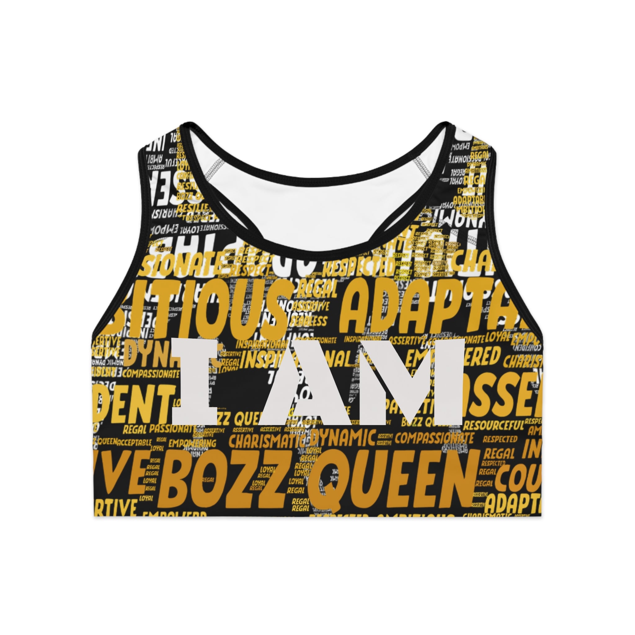 BOZZ QUEEN I AM Series Sports Bra - Custom All Over Print | Premium Activewear