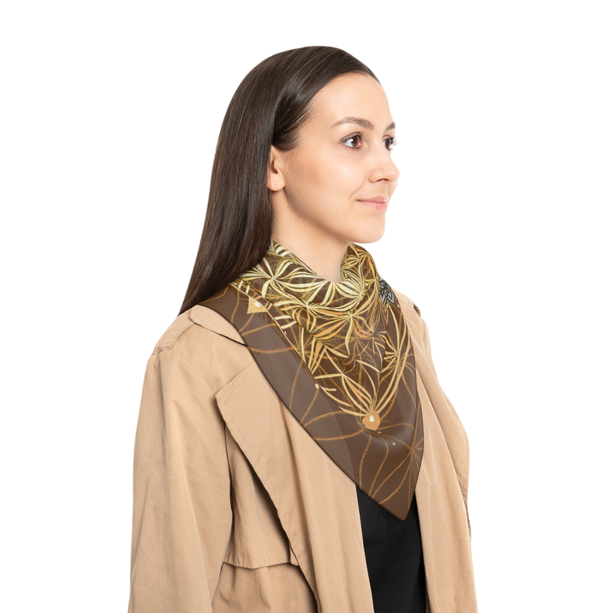 Flower of Life Brown Scarf - Sacred Geometry Spiritual Accessory