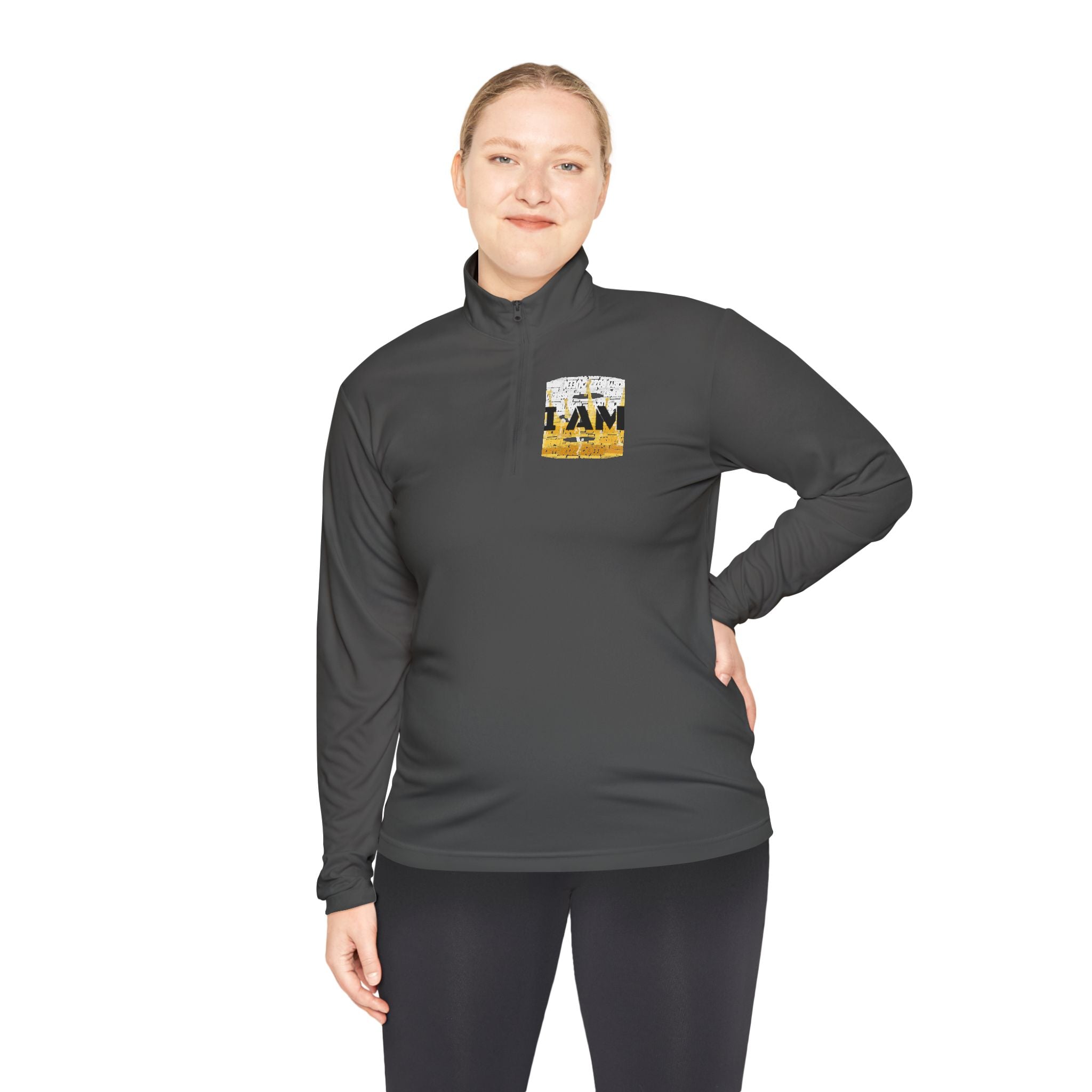 I AM Unisex Quarter-Zip Pullover - Motivational Activewear for Gym & Yoga