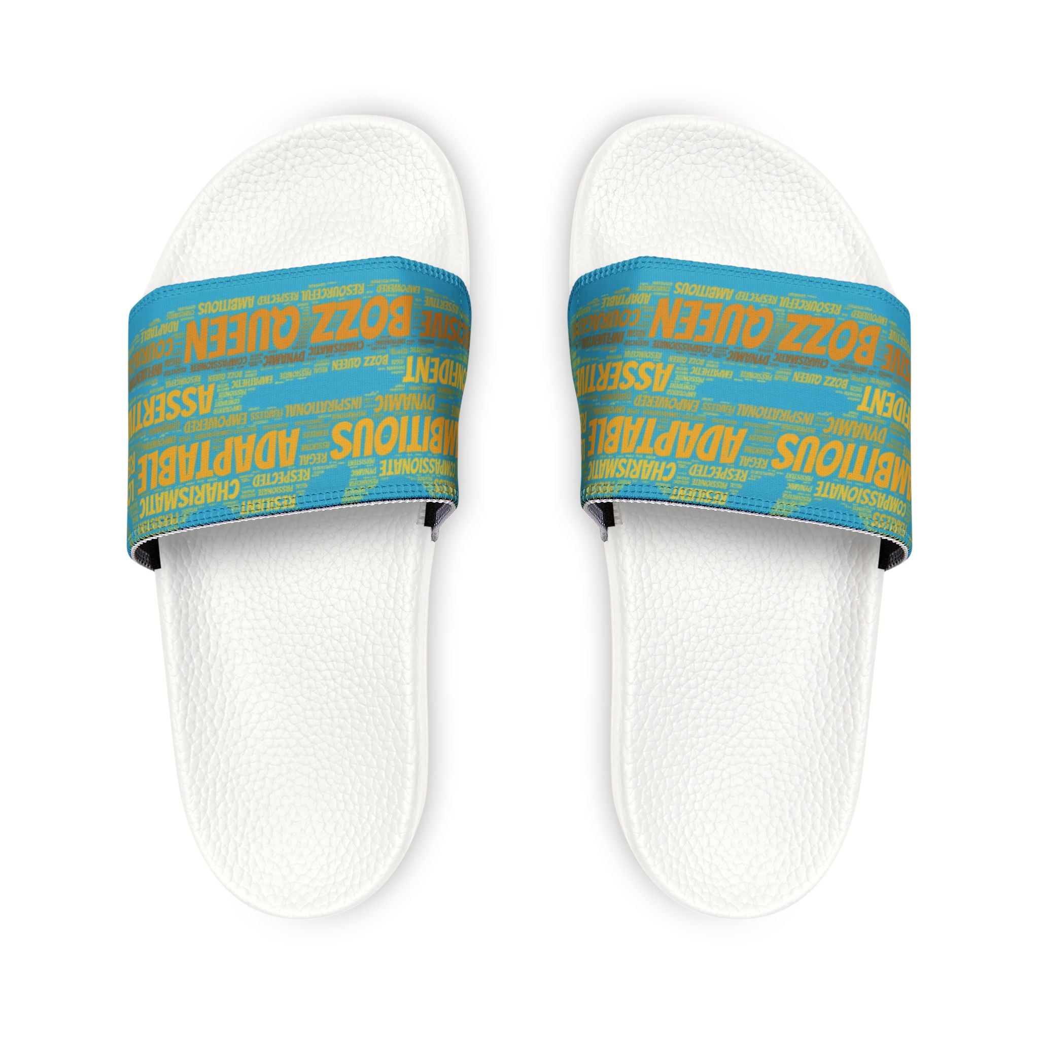 Bozz Queen Turquoise & Gold Women's Sandals - Removable Strap Beach Slides