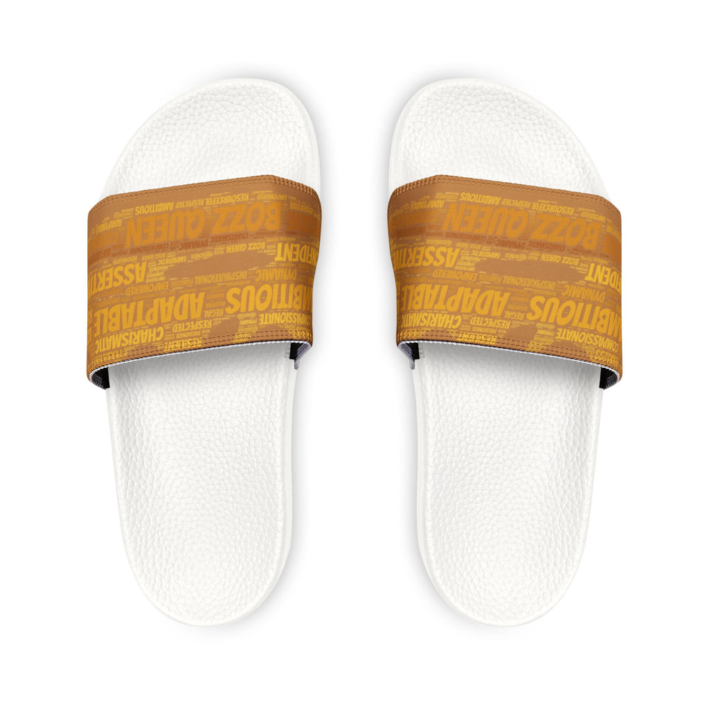 Bozz Queen Light Brown & Gold Women's Sandals - Removable Strap Beach Slides