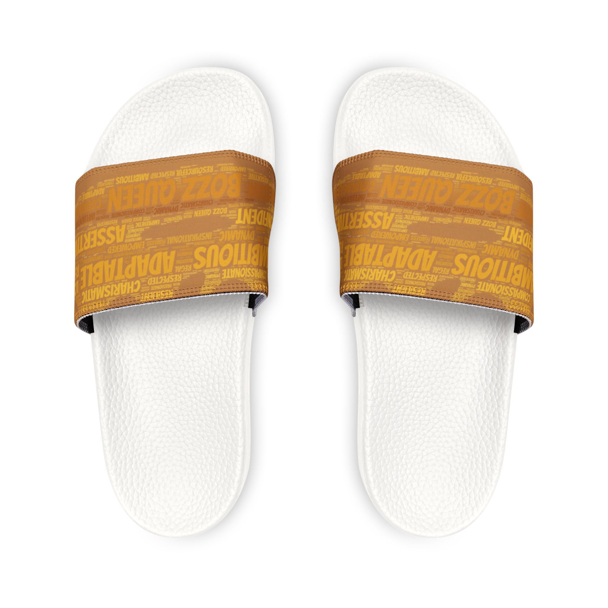 Bozz Queen Light Brown & Gold Women's Sandals - Removable Strap Beach Slides