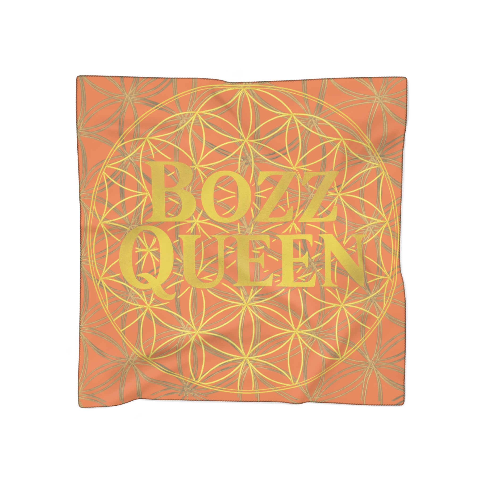 Bozz Queen Light Orange Poly Scarf - Vibrant Flower of Life Design for Stylish Women