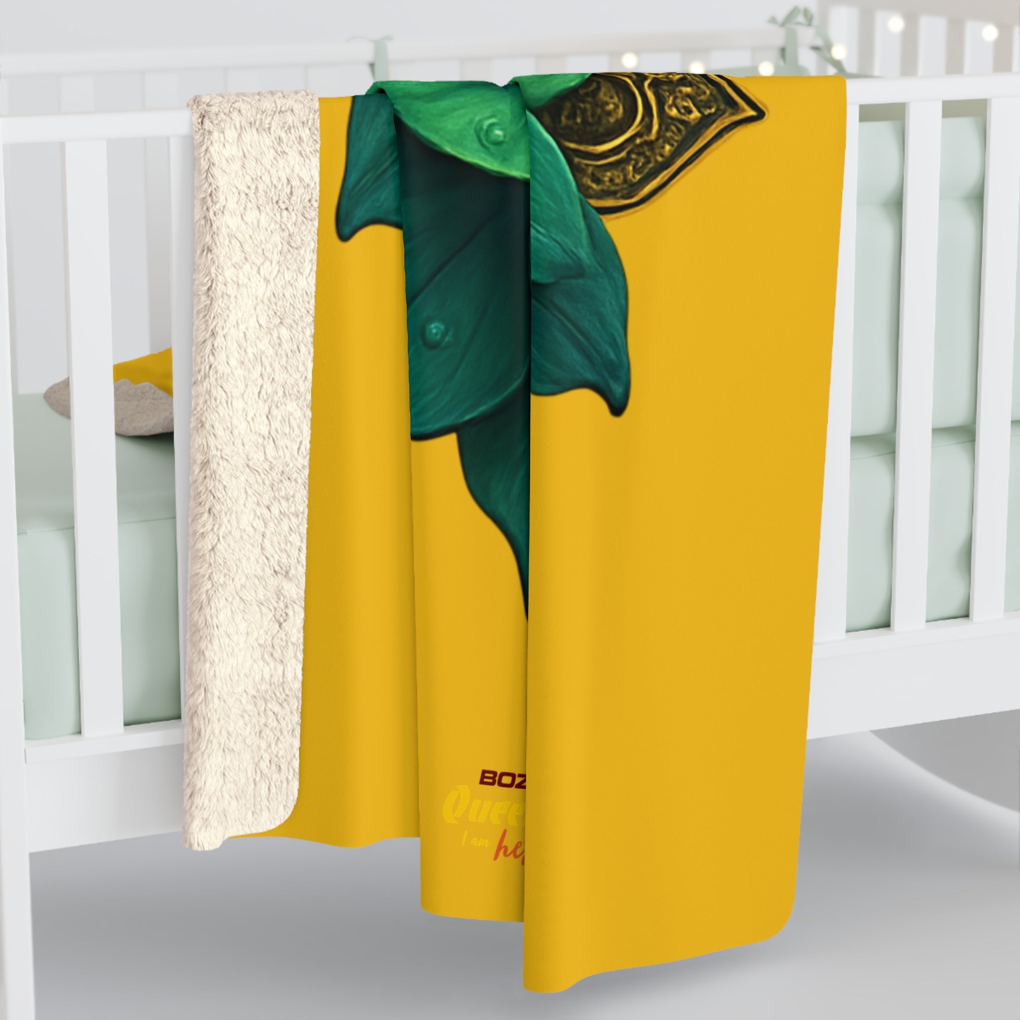 Heart Chakra Green Lotus Sherpa Blanket - Meditation & Yoga Decor