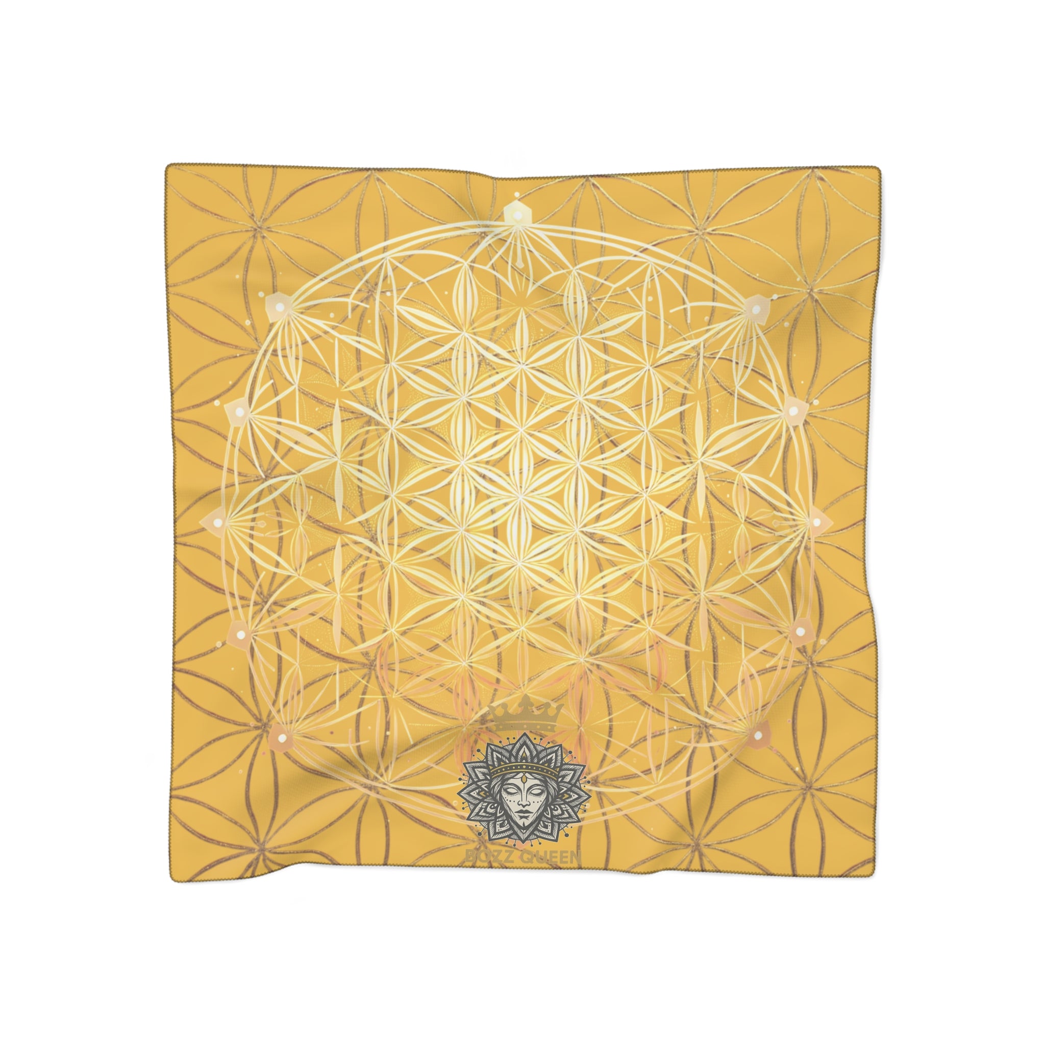 Flower of Life Yellow Scarf - Sacred Geometry Spiritual Accessory