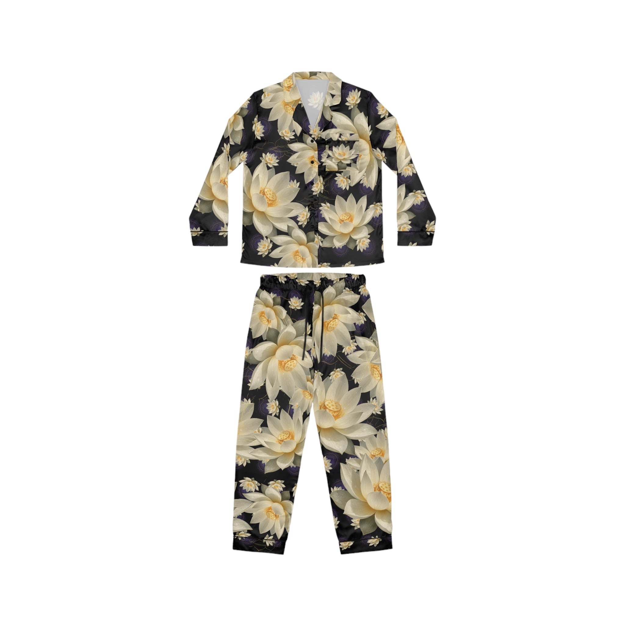 Crown Chakra Floral Satin Pajamas Set - Luxurious Women's Sleepwear Gift