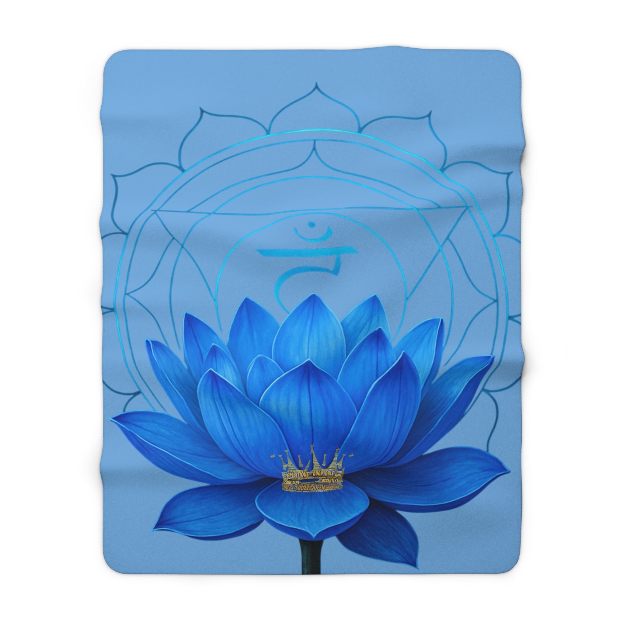 Throat Chakra Lotus Sherpa Blanket - Meditation Decor & Yoga Gift