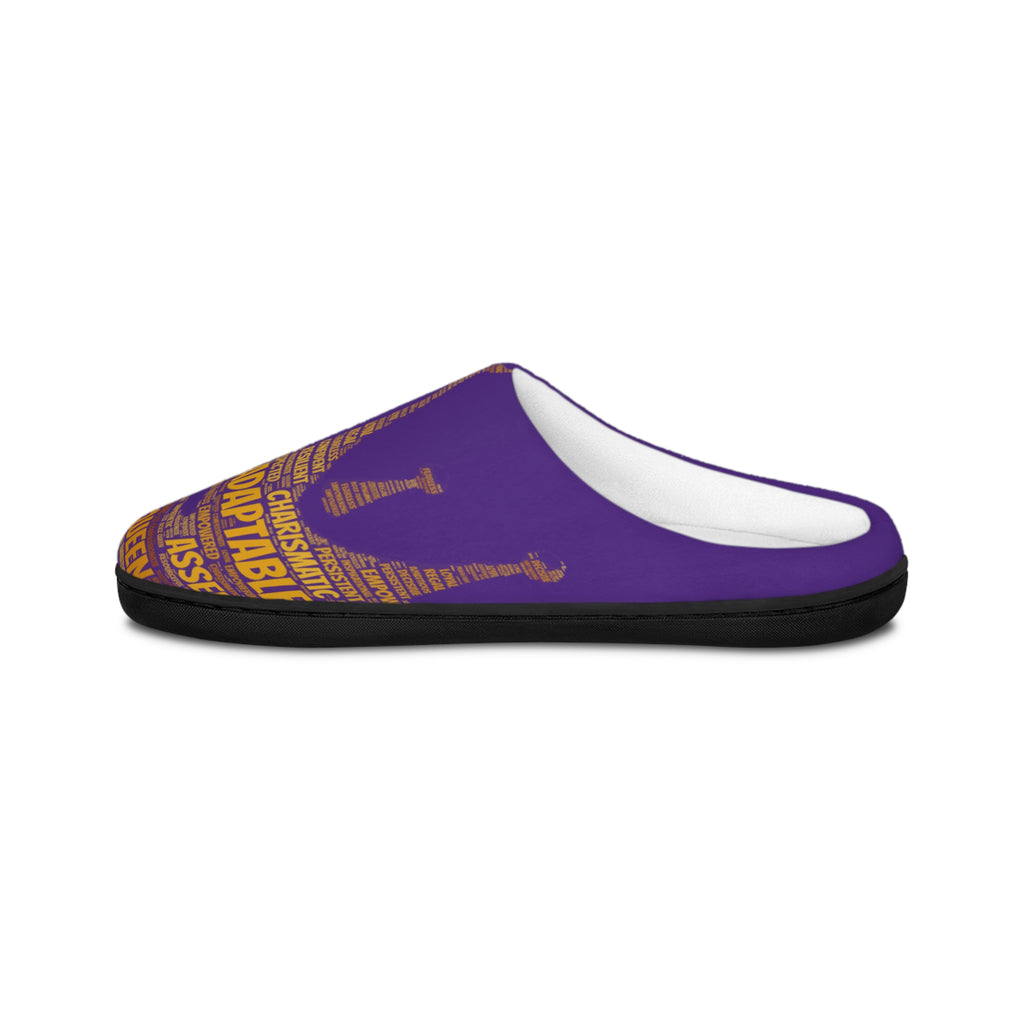 Bozz Queen Purple & Gold Women's Indoor Slippers - Soft Flannel House Shoes