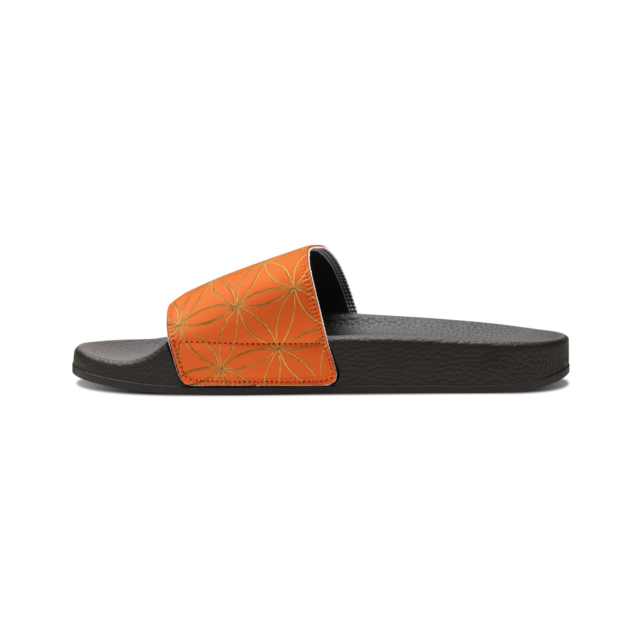 Bozz Queen Light Orange Flower of Life Women's Sandals - Removable Strap Beach Slides