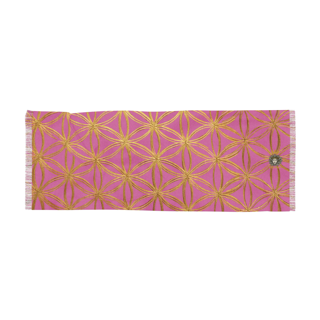 Light Pink & Gold Flower of Life Scarf - Geometric Pattern | Bozz Queen