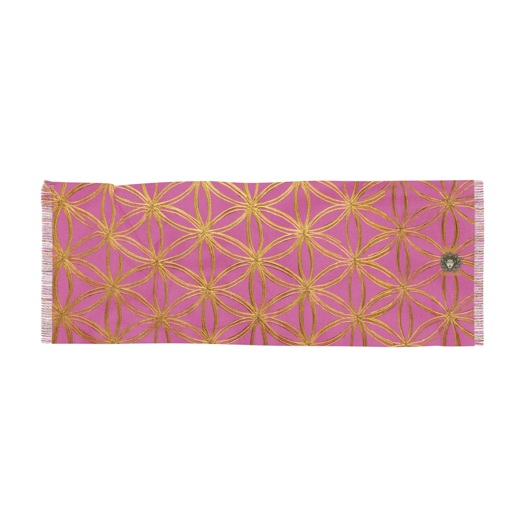 Light Pink & Gold Flower of Life Scarf - Geometric Pattern | Bozz Queen