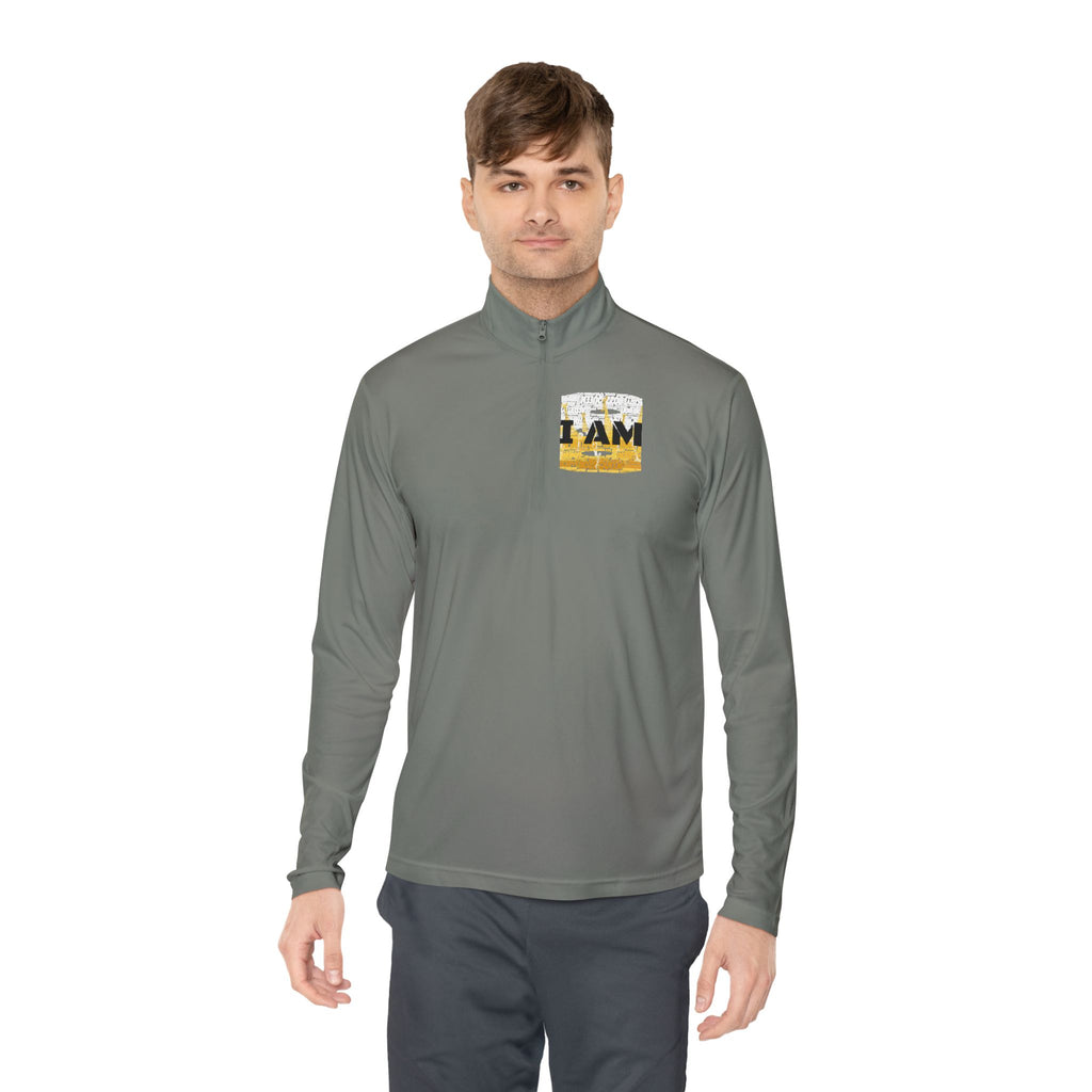 I AM Unisex Quarter-Zip Pullover - Motivational Activewear for Gym & Yoga