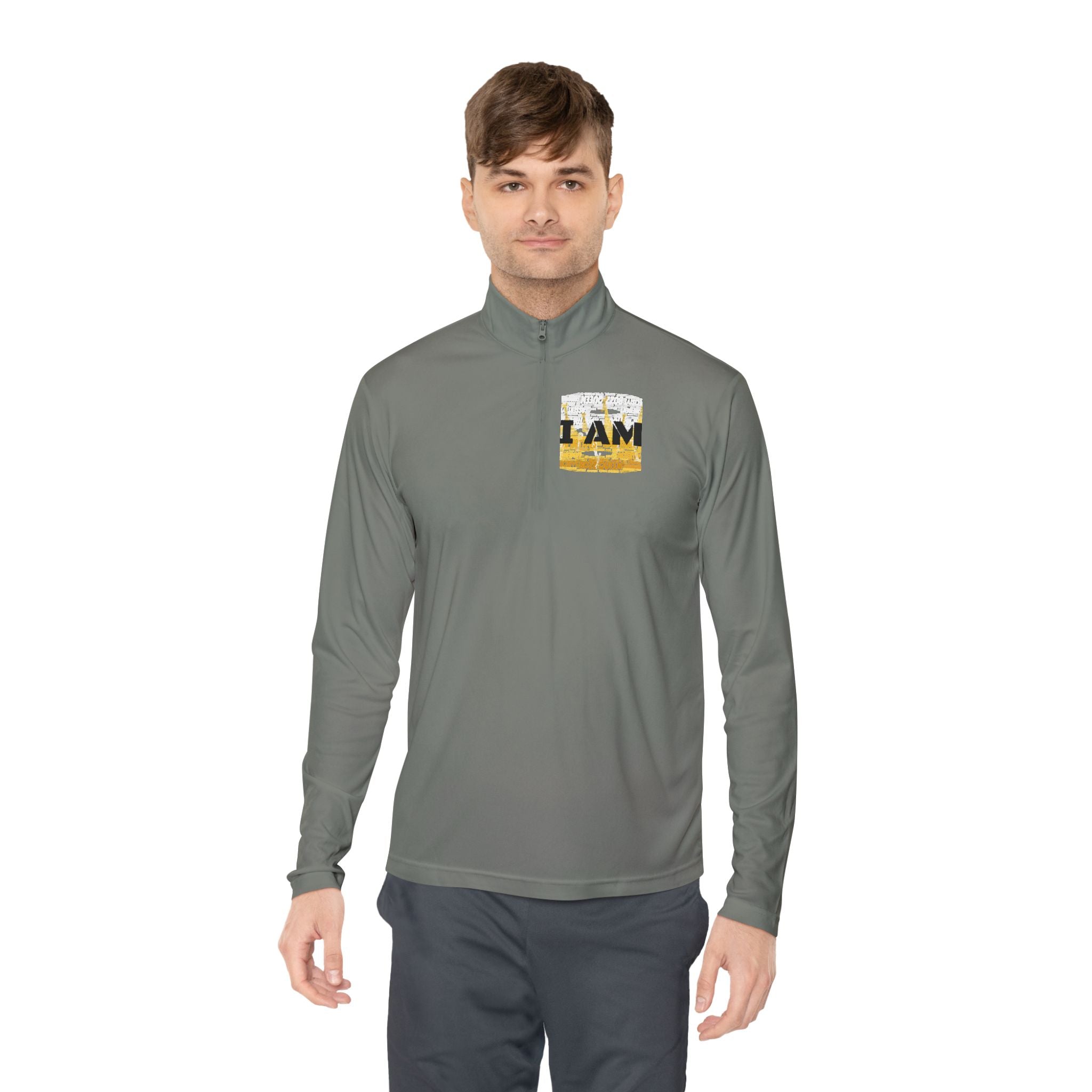 I AM Unisex Quarter-Zip Pullover - Motivational Activewear for Gym & Yoga