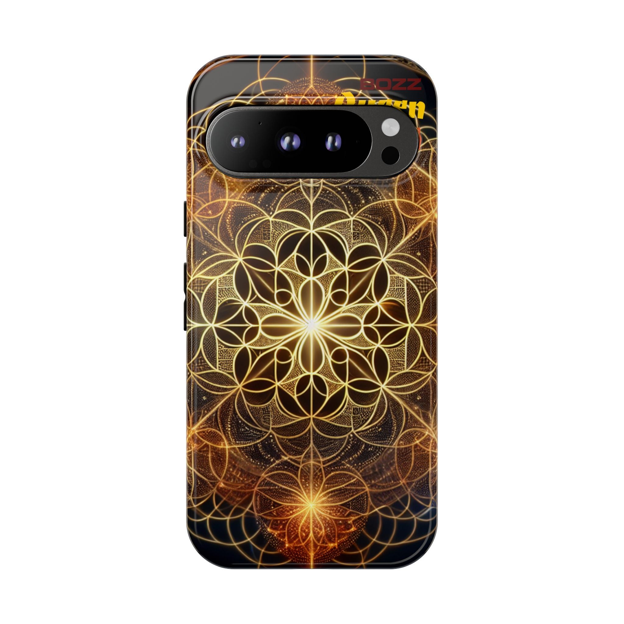 Golden Flower Mandala Phone Case, Tough Cases, Bohemian Phone Cover, Unique Gift for Him/Her, Spiritual and Artistic Design