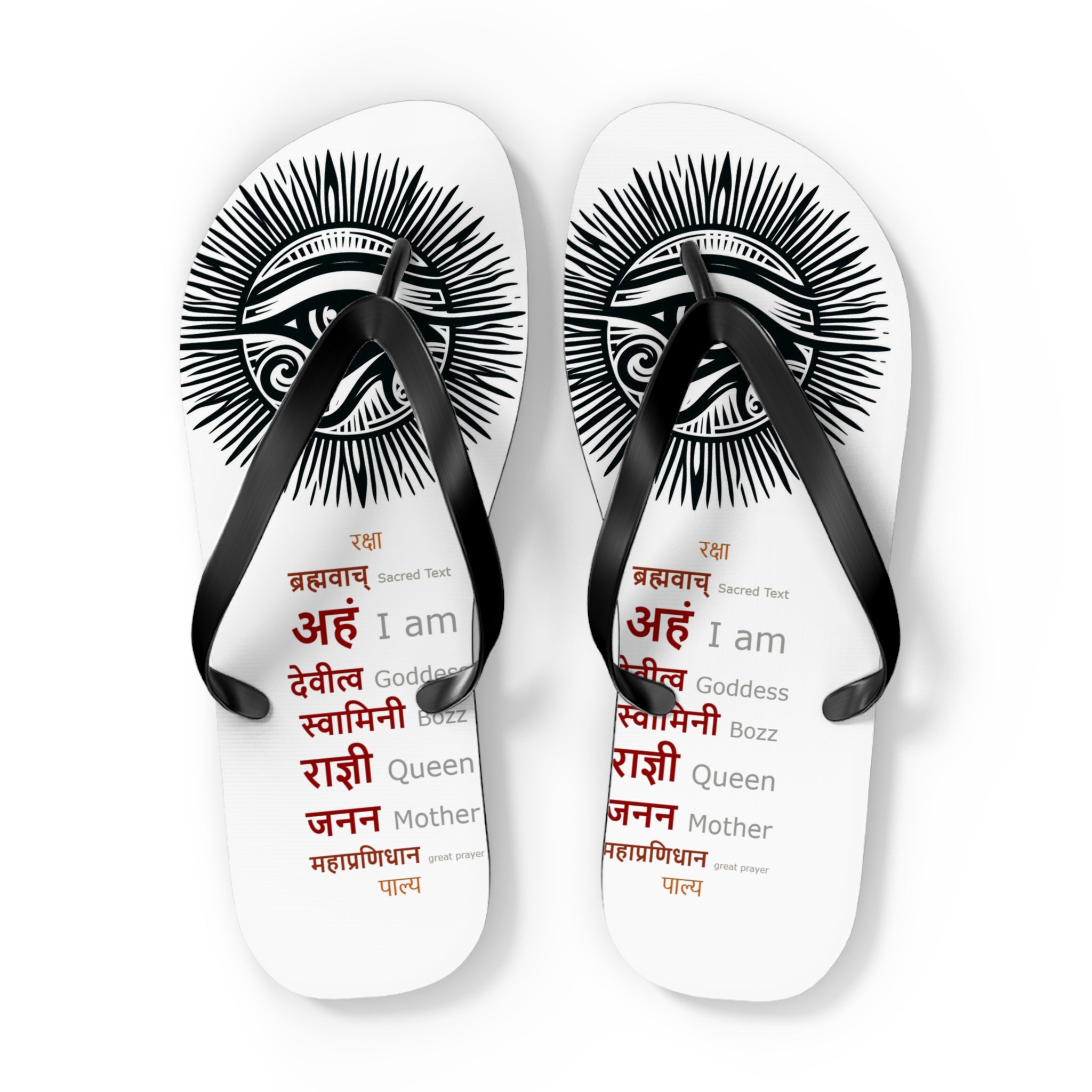 BOZZ QUEEN Eye of Heru Flip Flops - Sacred Affirmation Beachwear for Self-Care
