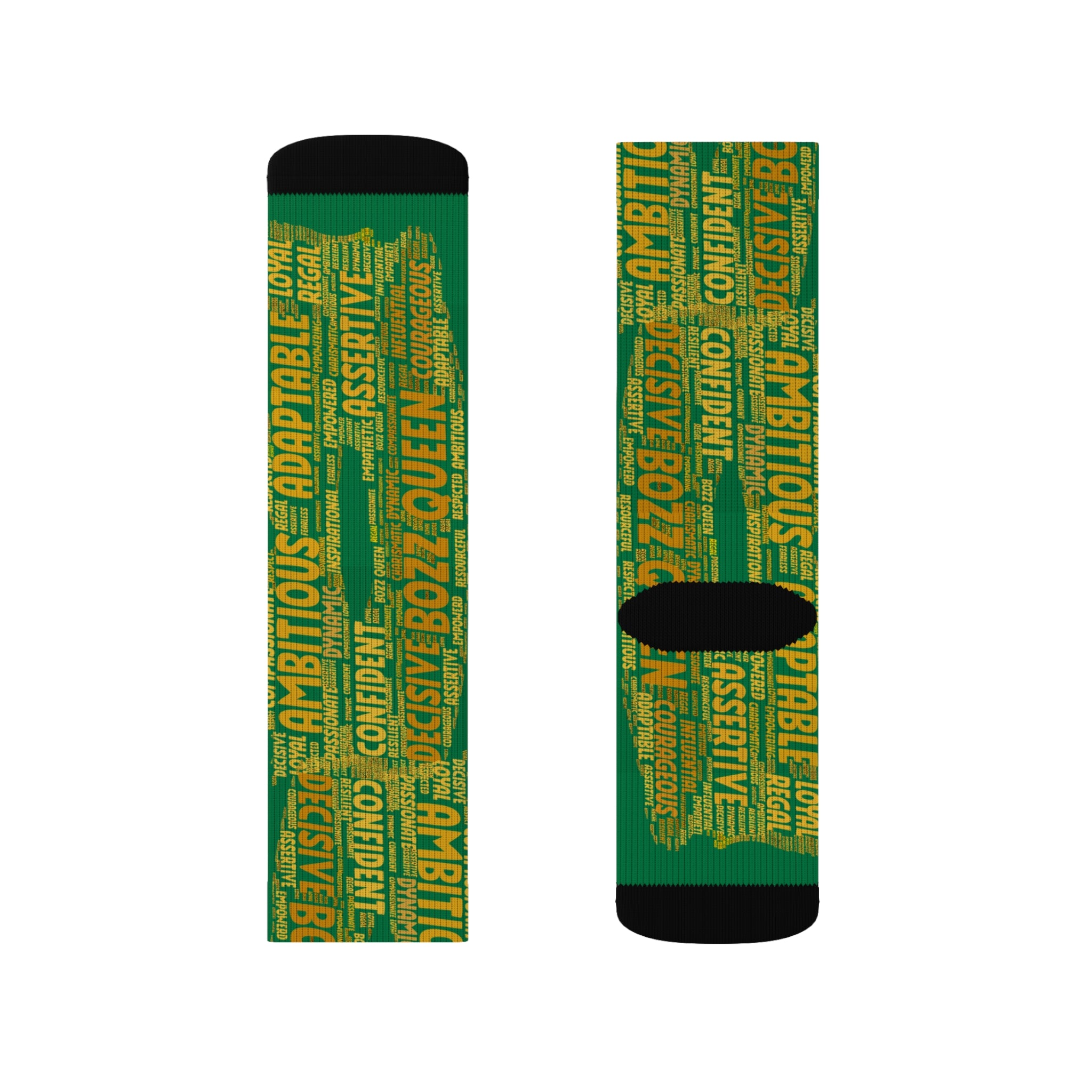 BOZZ QUEEN Dark Green Bold Statement Socks - Empowering Motivational Wear