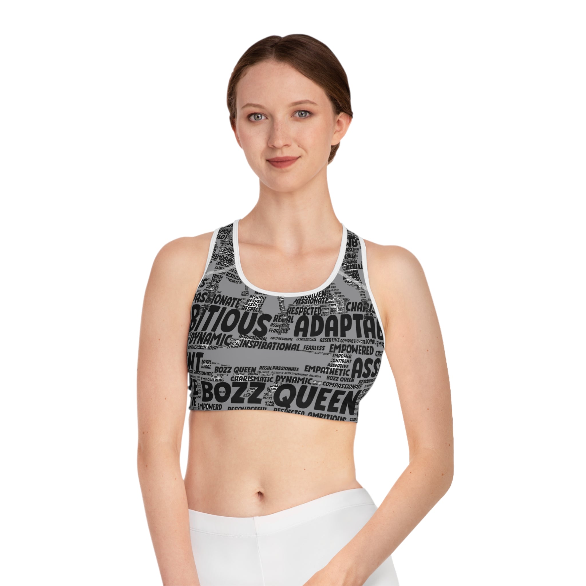 Empowering Sports Bra - Bozz Queen Origin Collection | Grey & Black FIXX