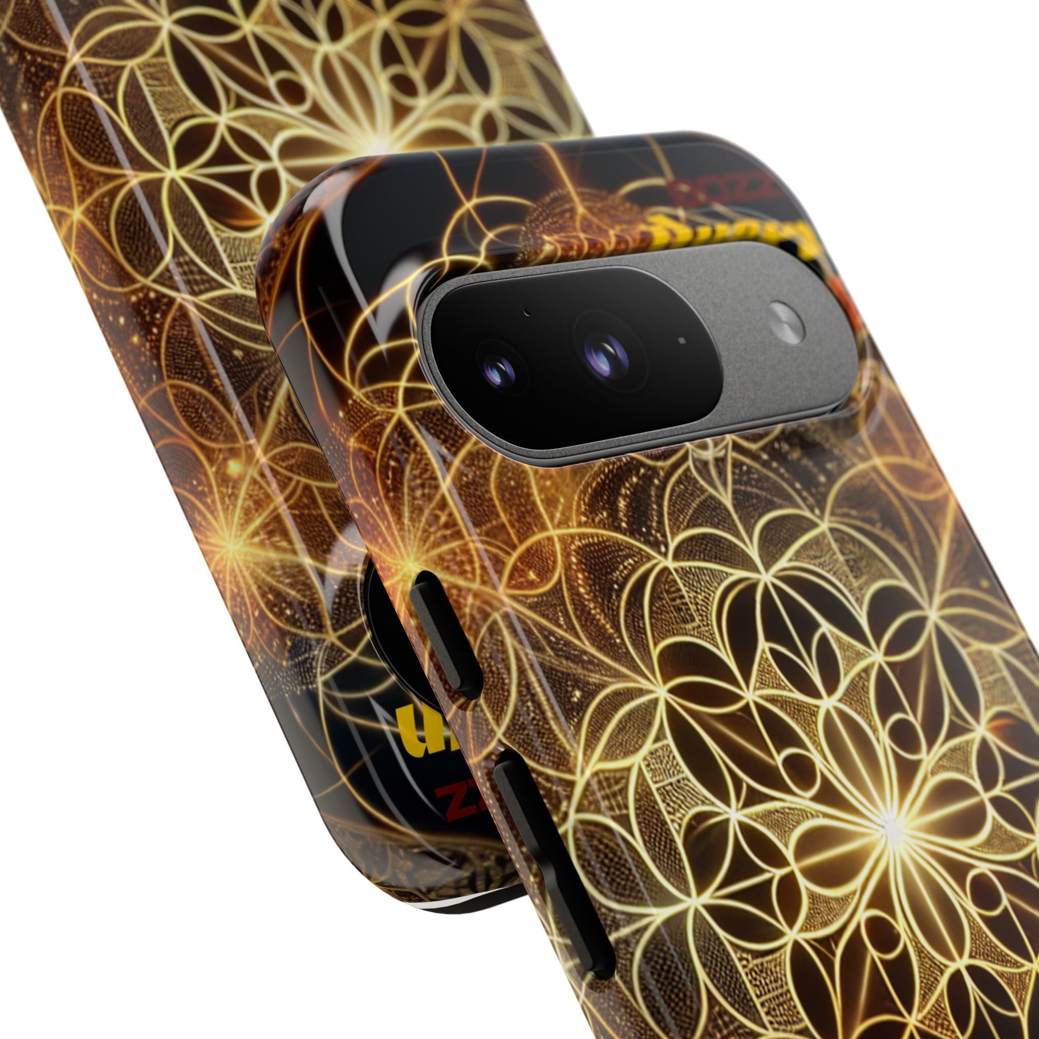 Golden Flower Mandala Phone Case, Tough Cases, Bohemian Phone Cover, Unique Gift for Him/Her, Spiritual and Artistic Design
