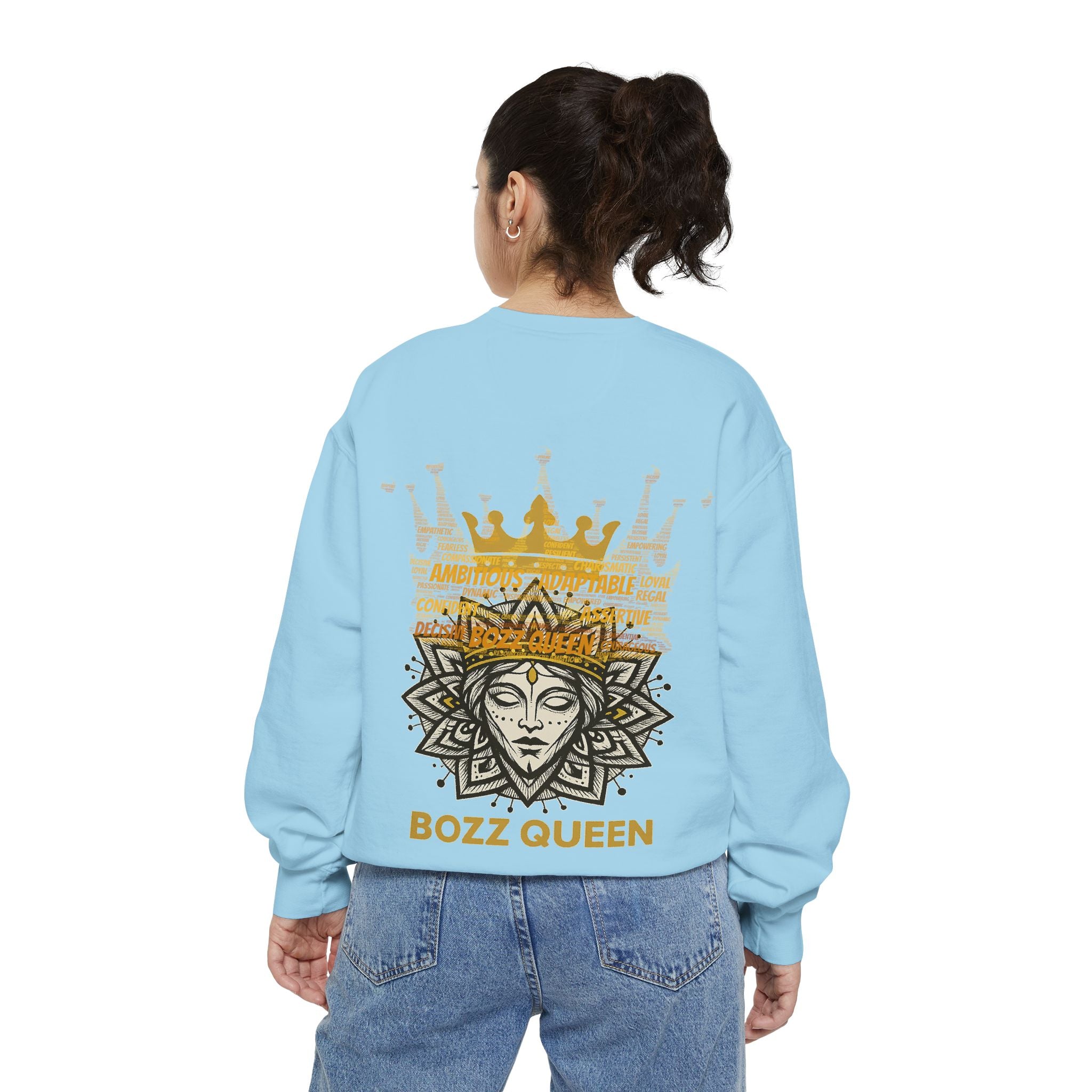Bozz Queen Women Garment-Dyed Sweatshirt - Flower of Life Design
