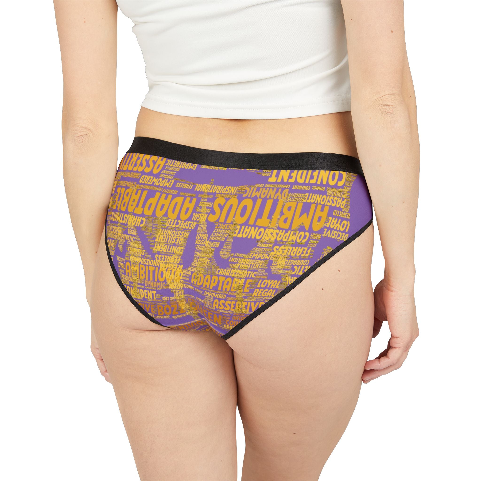 Women's Light Purple Yellow Motivational Underwear - Bold Statement Lingerie