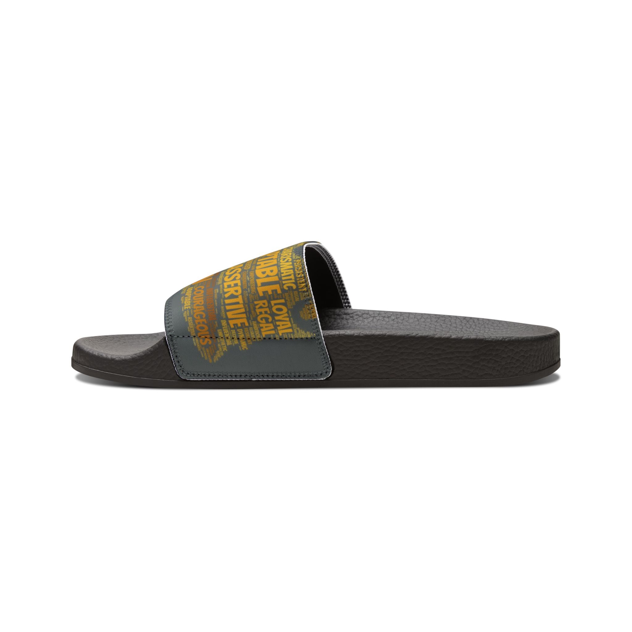 Bozz Queen Dark Grey & Gold Women's Sandals - Removable Strap Beach Slides