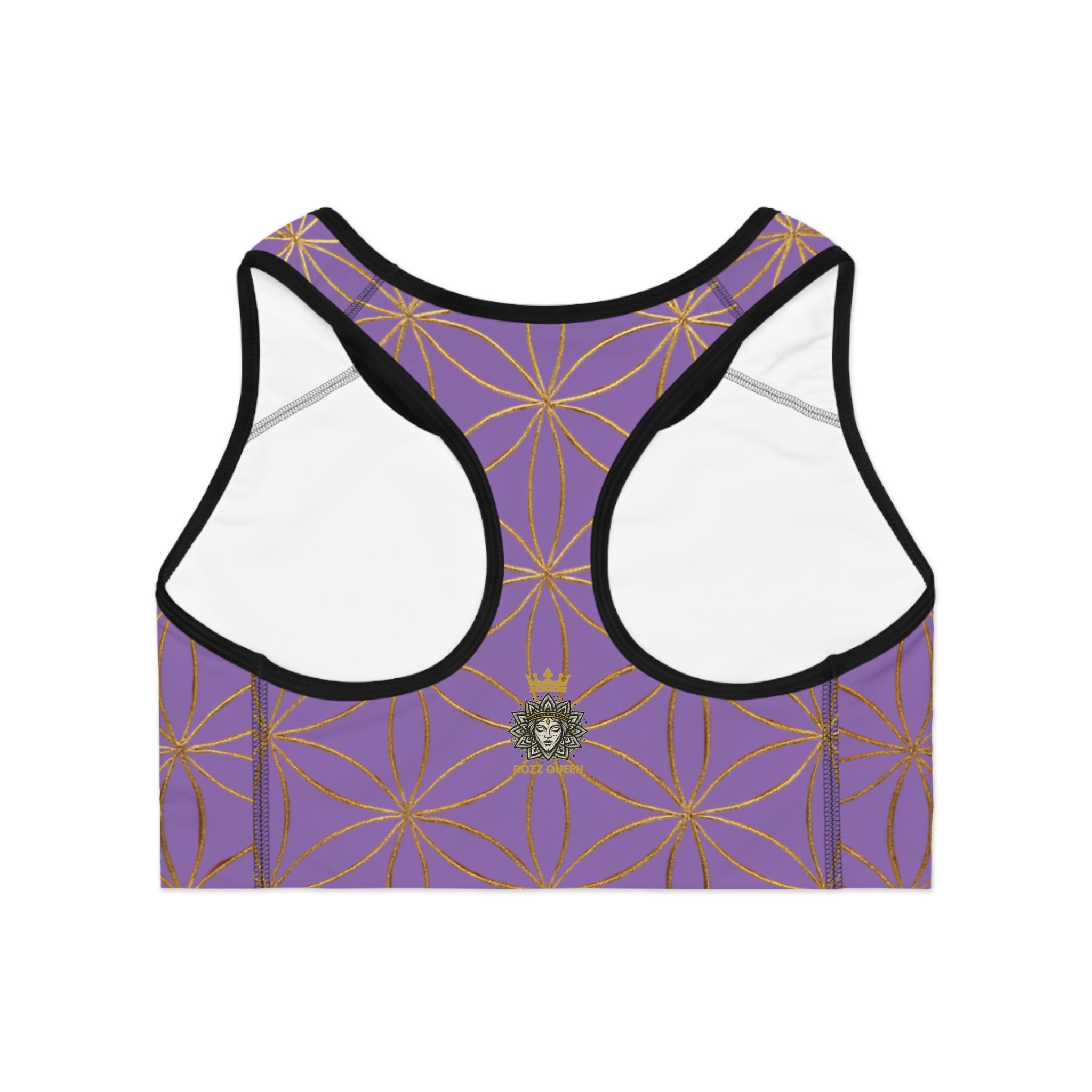 Bozz Queen Light Purple & Gold Flower of Life Sports Bra - Yoga Workout Top