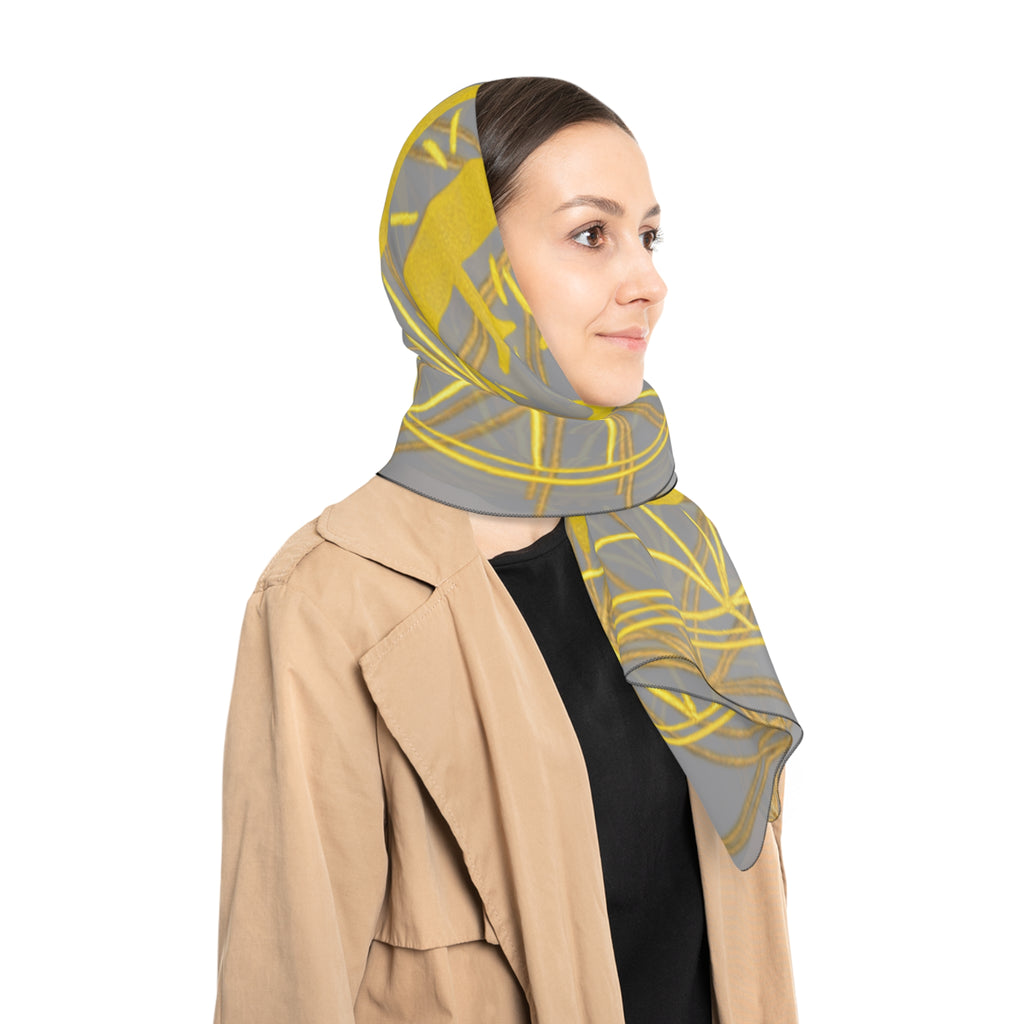 Bozz Queen Grey Poly Scarf - Vibrant Flower of Life Design for Stylish Women