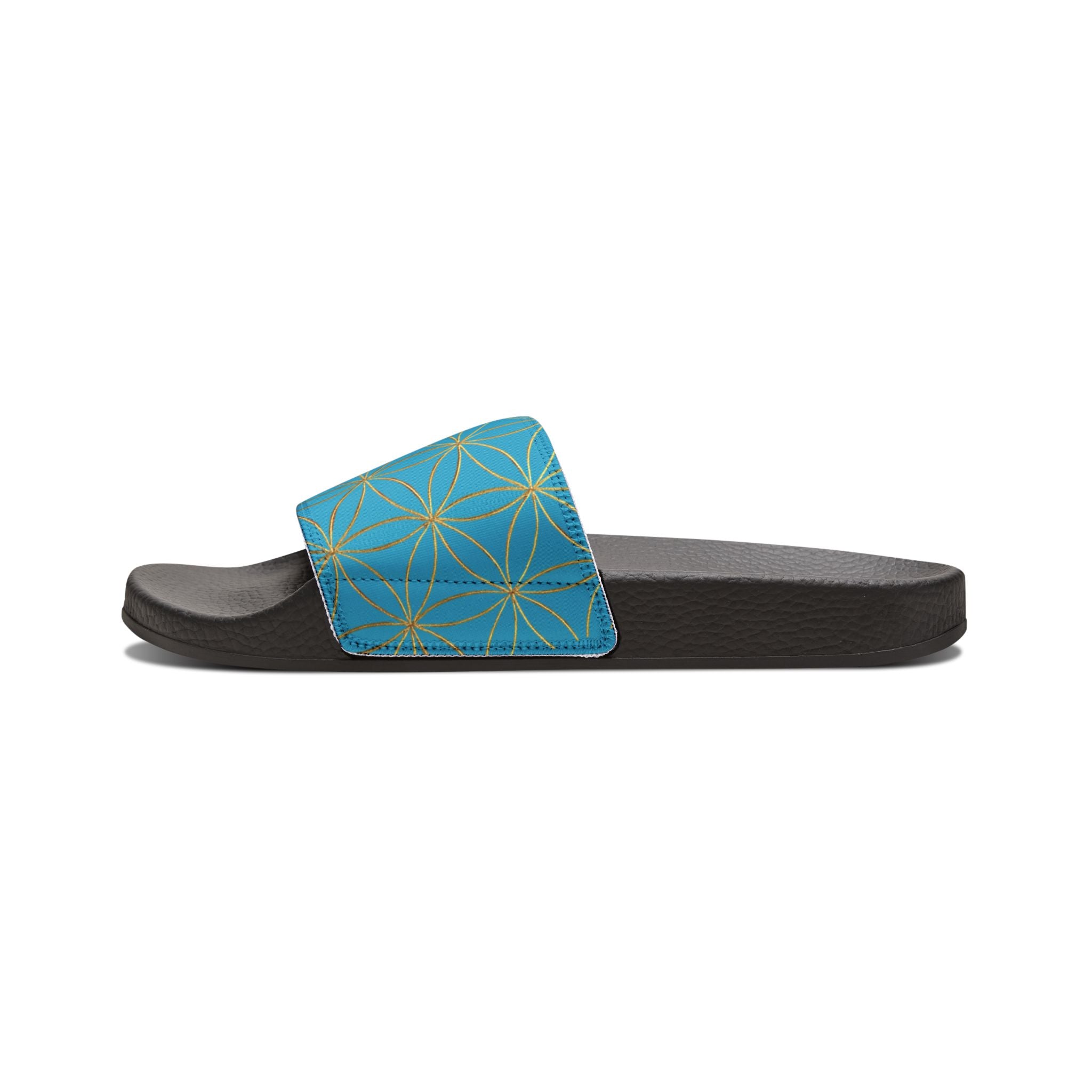Bozz Queen Turquoise Flower of Life Women's Sandals - Removable Strap Beach Slides