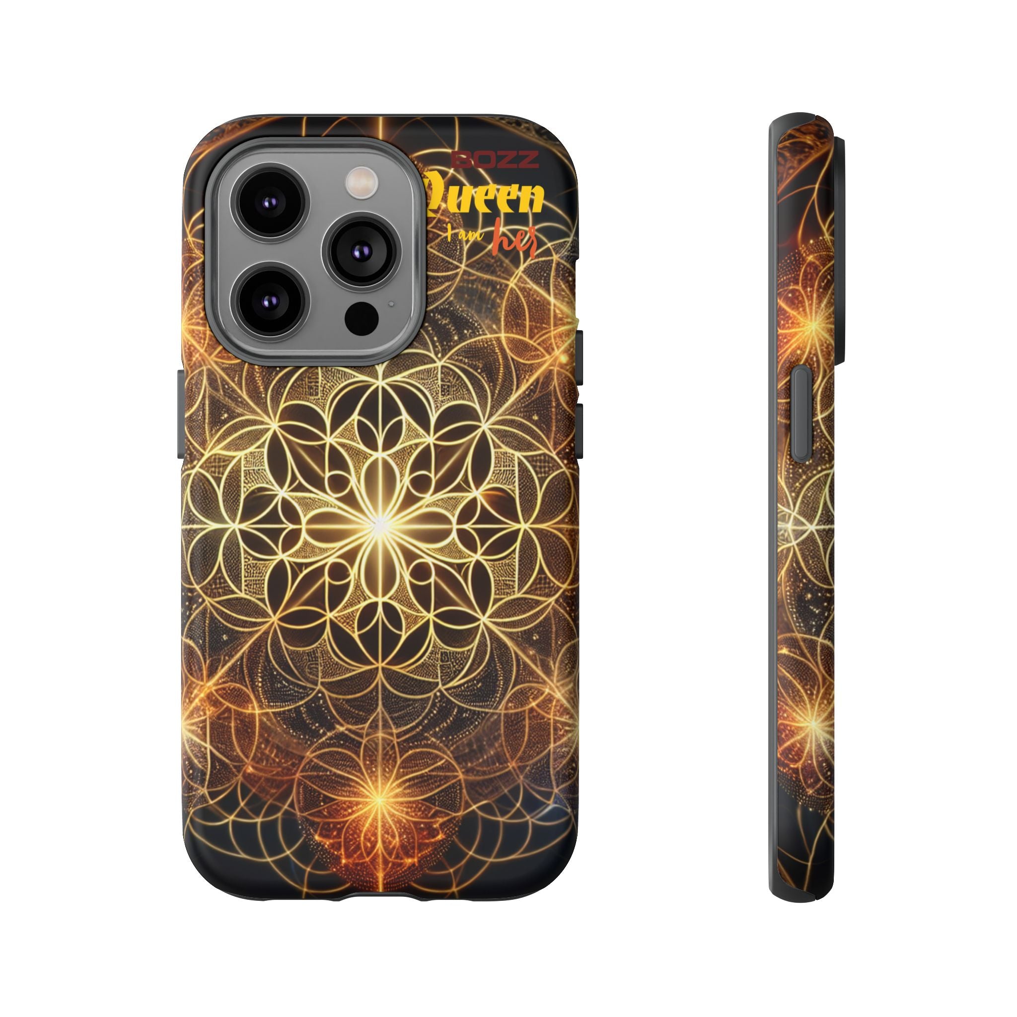 Golden Flower Mandala Phone Case, Tough Cases, Bohemian Phone Cover, Unique Gift for Him/Her, Spiritual and Artistic Design